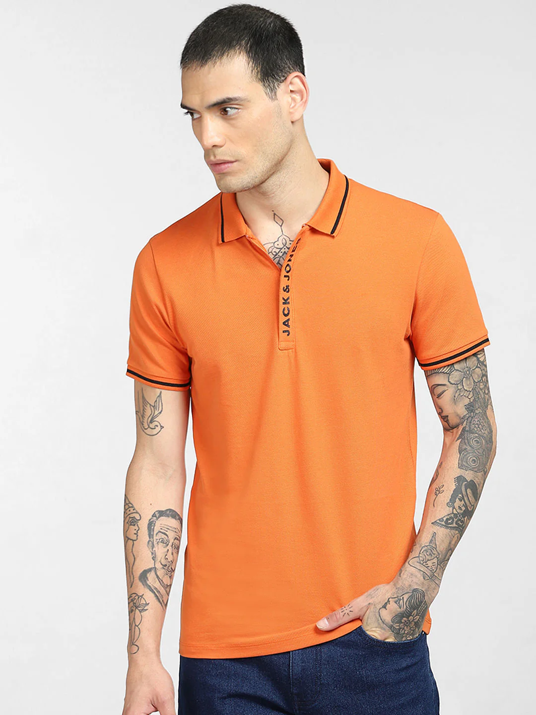 Orange Logo Print Polo T-shirt - Image 2