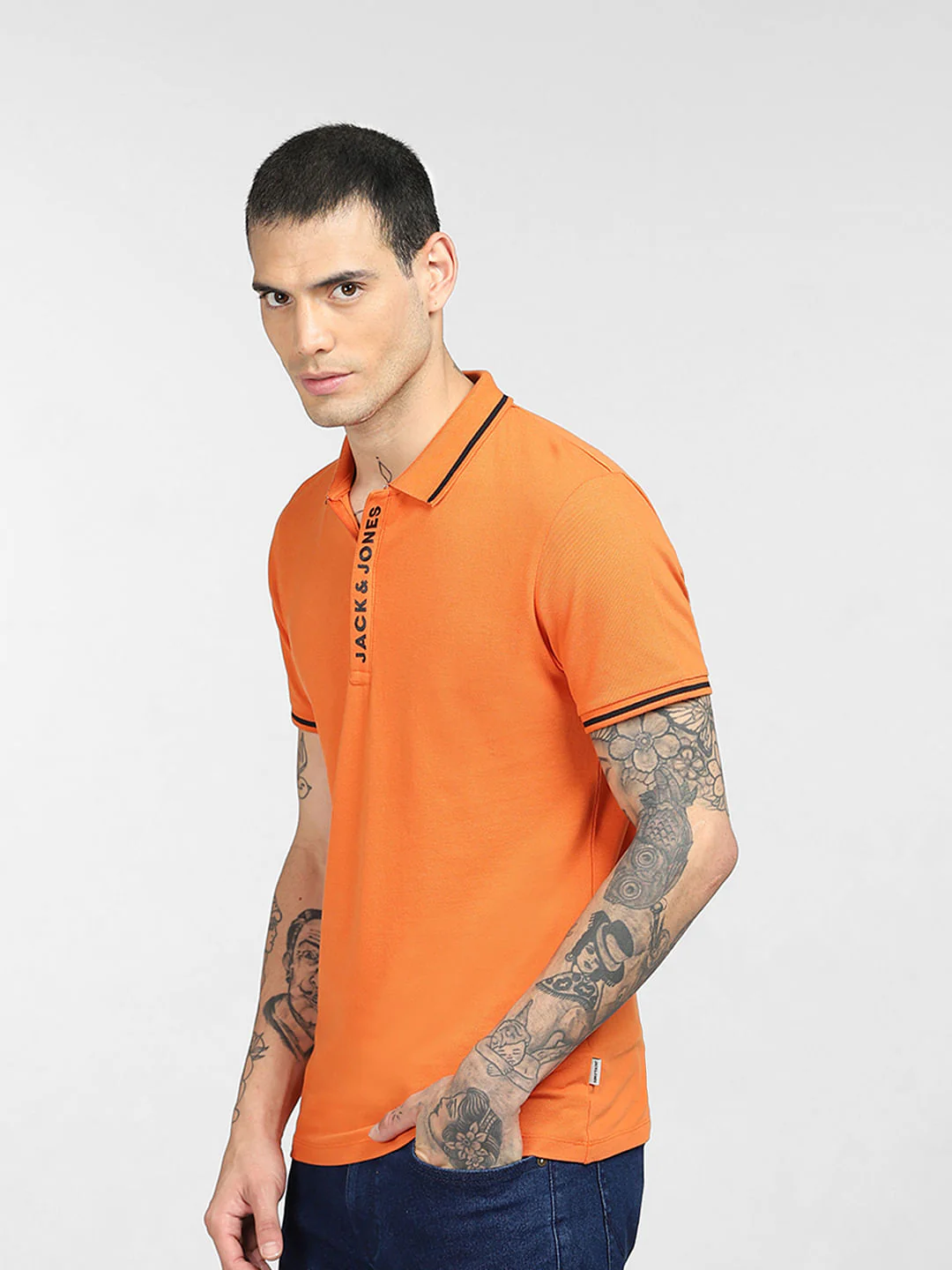 Orange Logo Print Polo T-shirt - Image 3