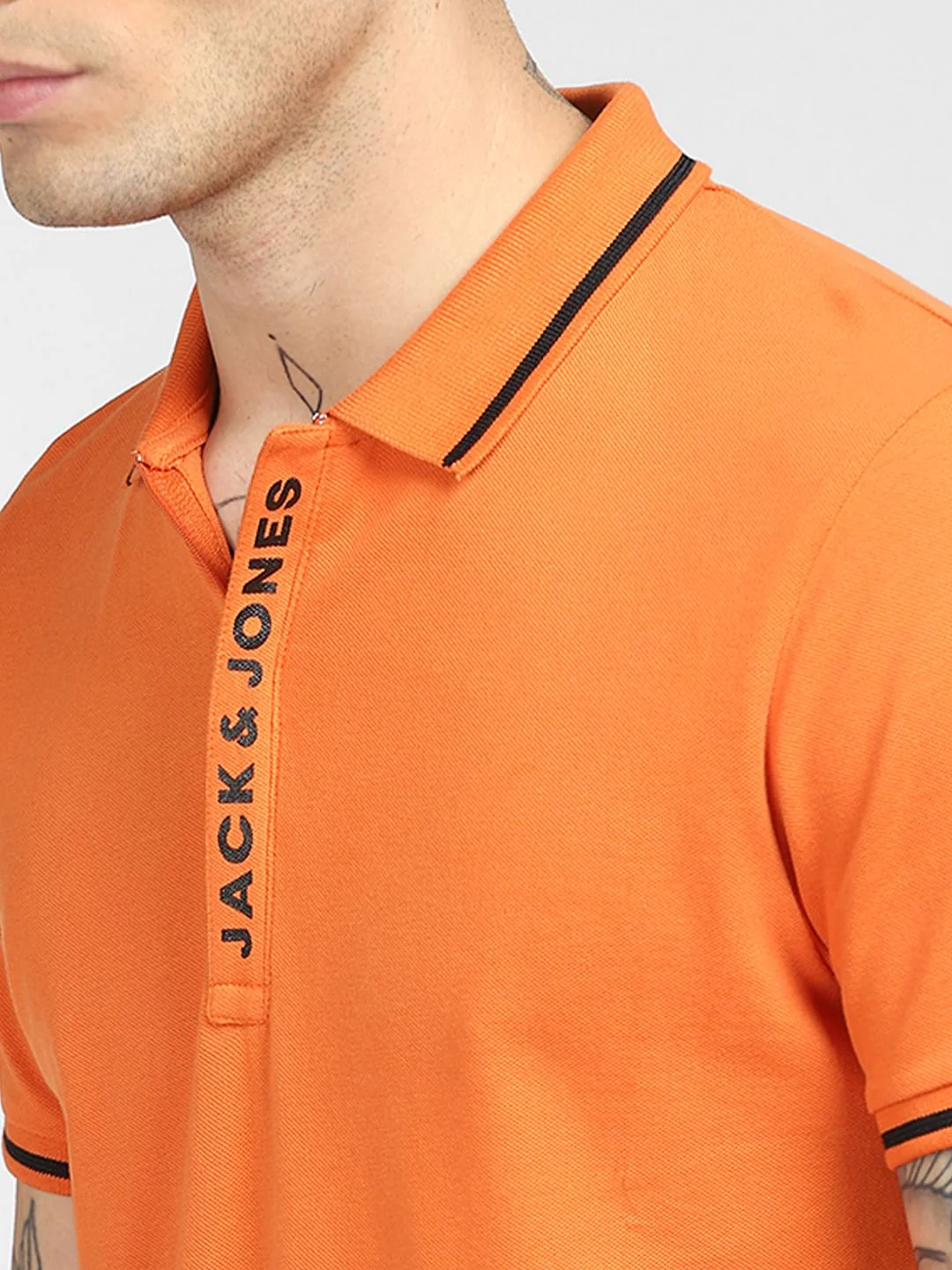 Orange Logo Print Polo T-shirt - Image 5