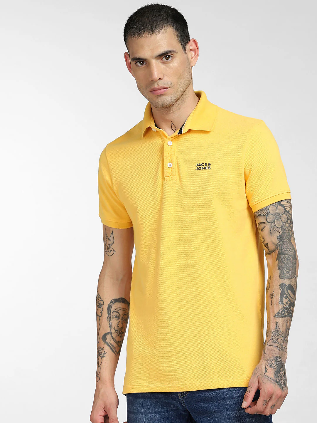 Yellow Logo Print Polo T-shirt - Image 2