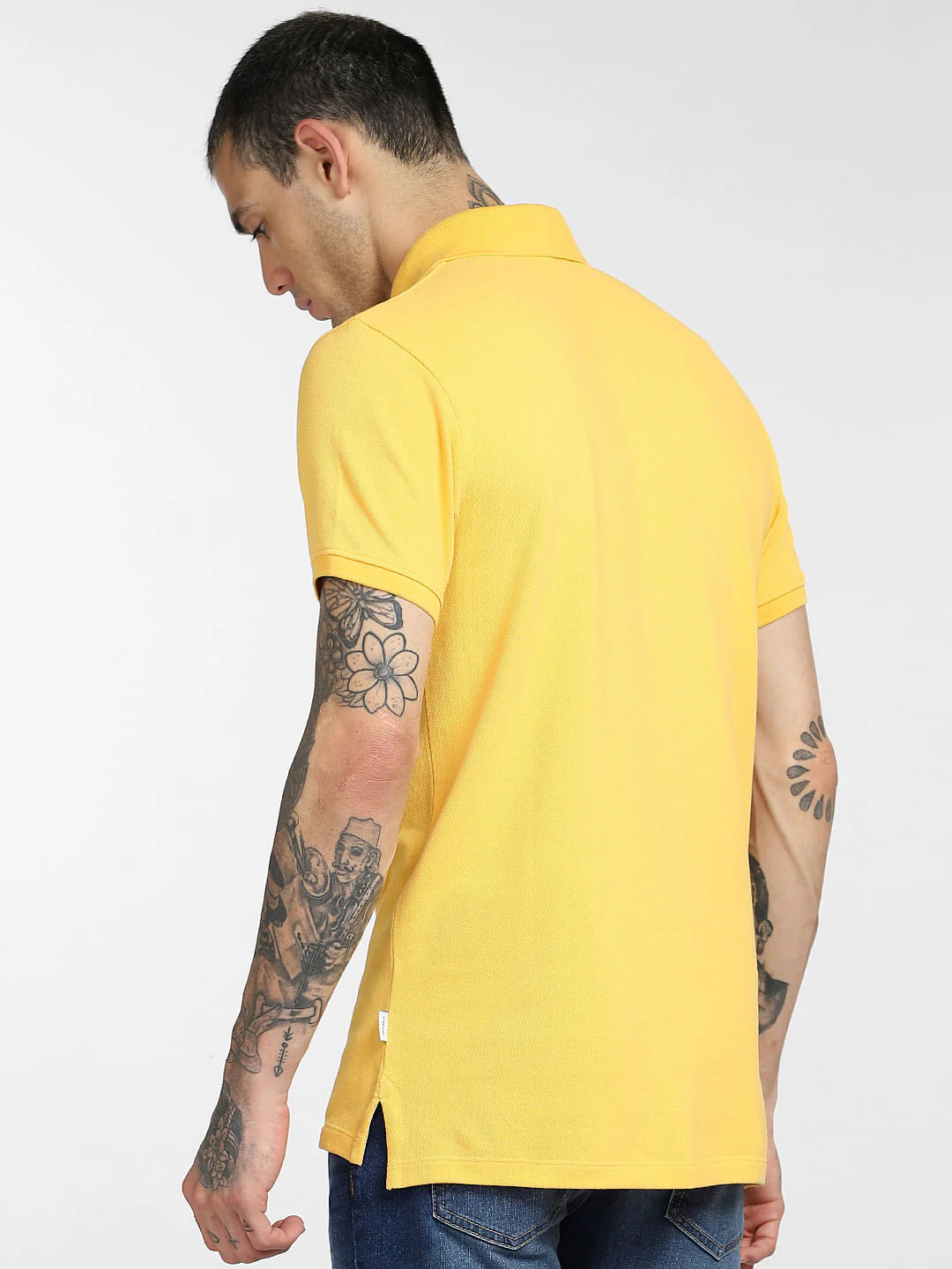 Yellow Logo Print Polo T-shirt - Image 4