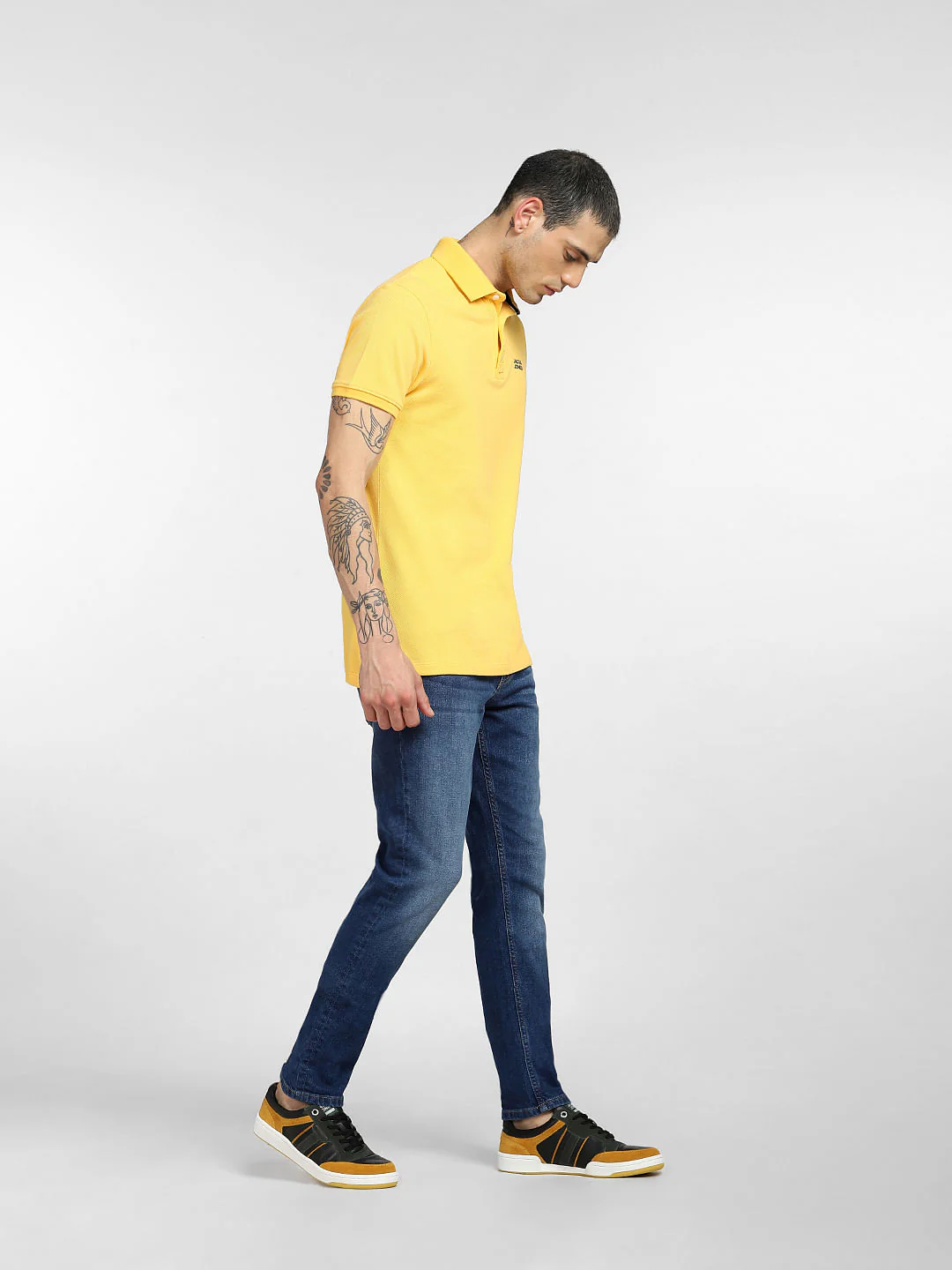Yellow Logo Print Polo T-shirt - Image 6