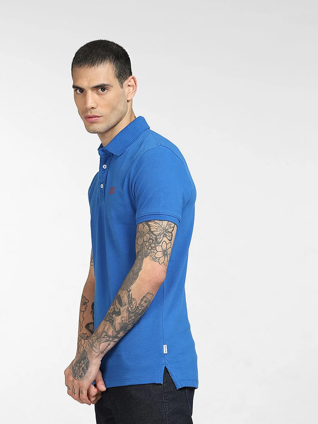 Blue Logo Print Polo T-shirt - Image 3