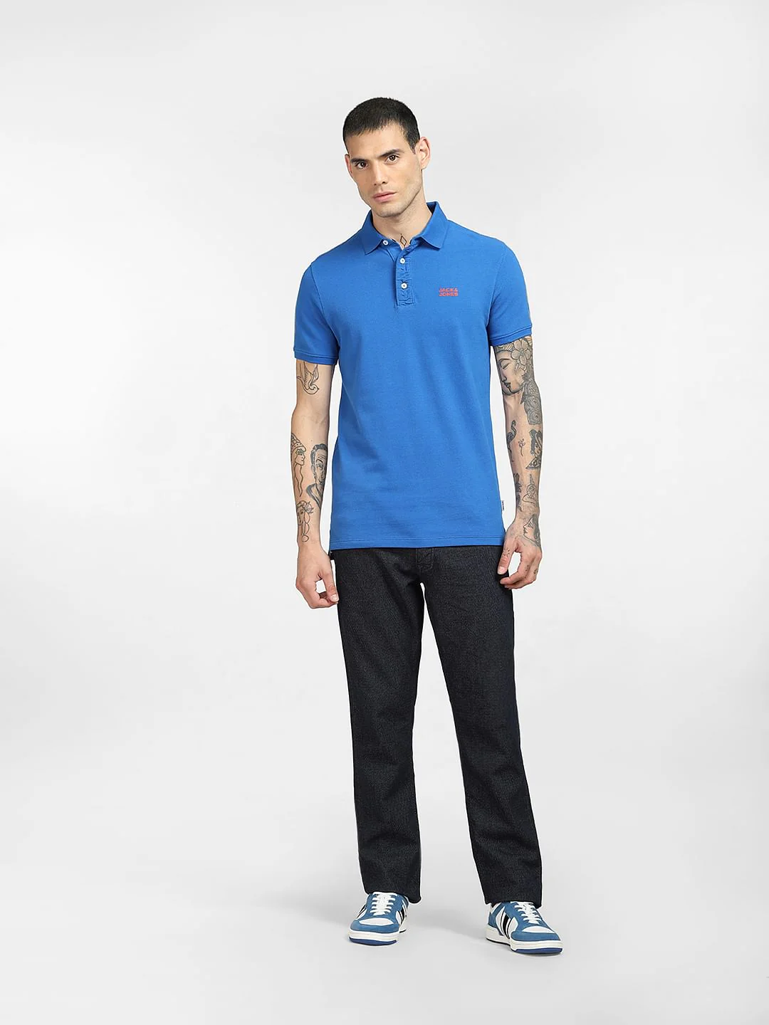 Blue Logo Print Polo T-shirt - Image 6
