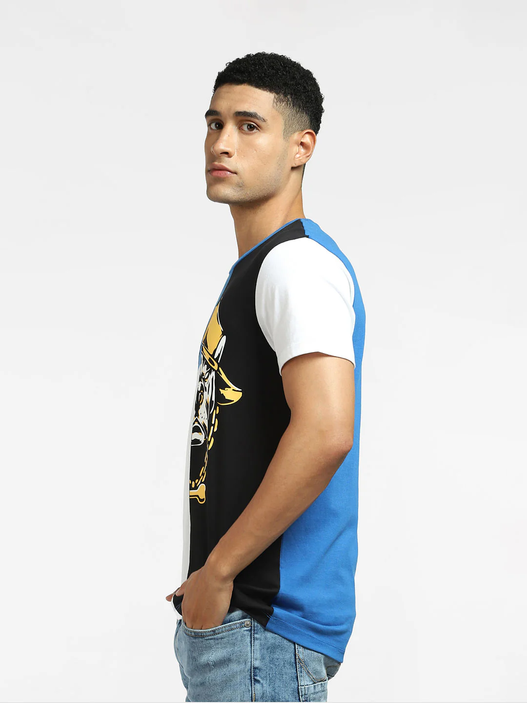 Black Colourblocked Crew Neck T-shirt - Image 3