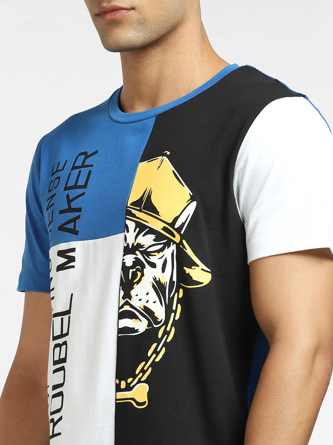 Black Colourblocked Crew Neck T-shirt - Image 5