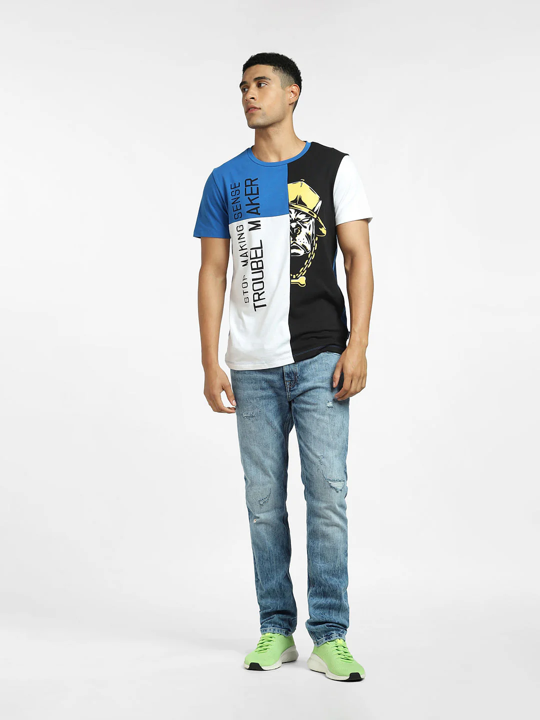 Black Colourblocked Crew Neck T-shirt - Image 6