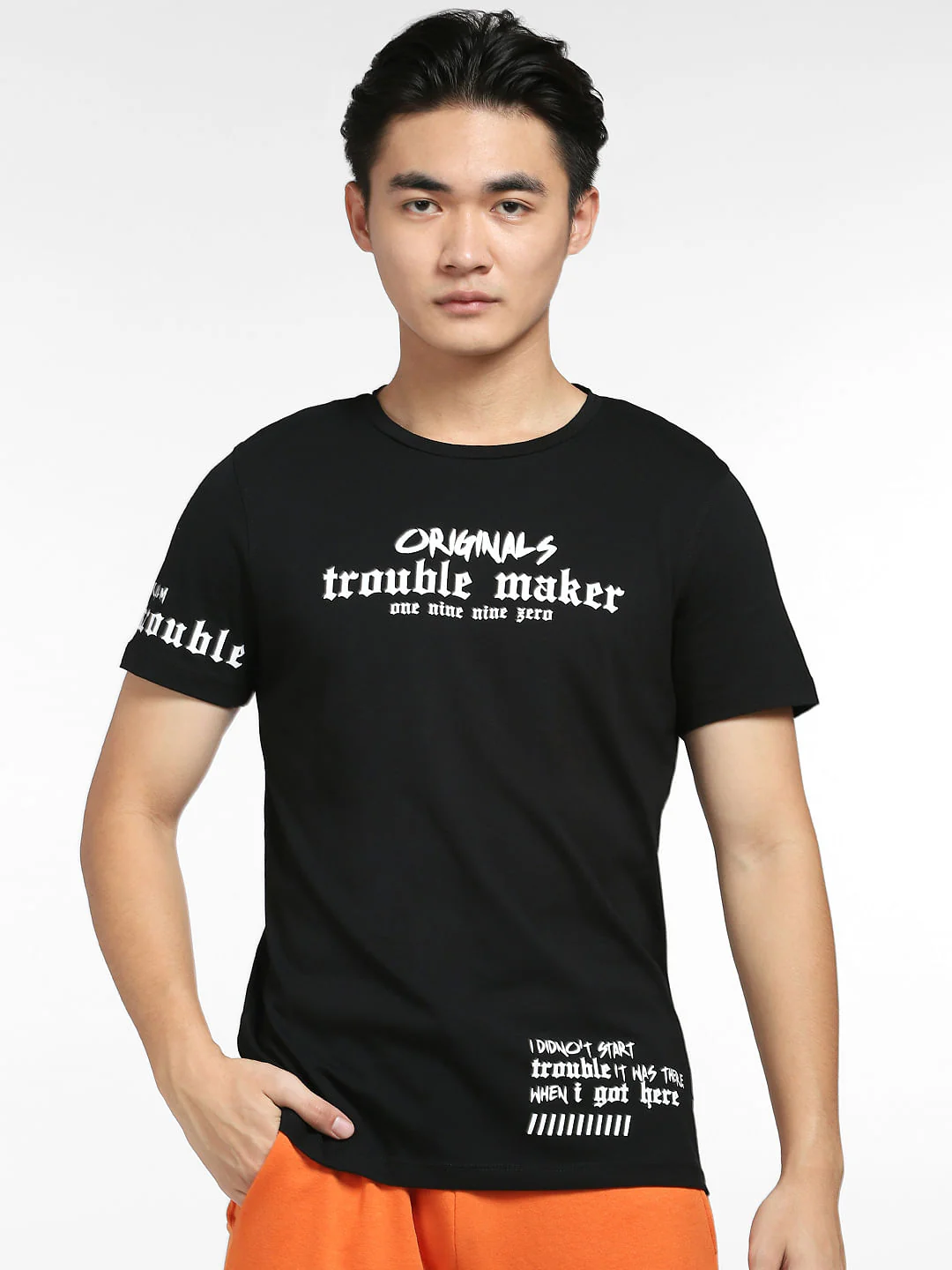 Black Typographic Print Crew Neck T-shirt - Image 2