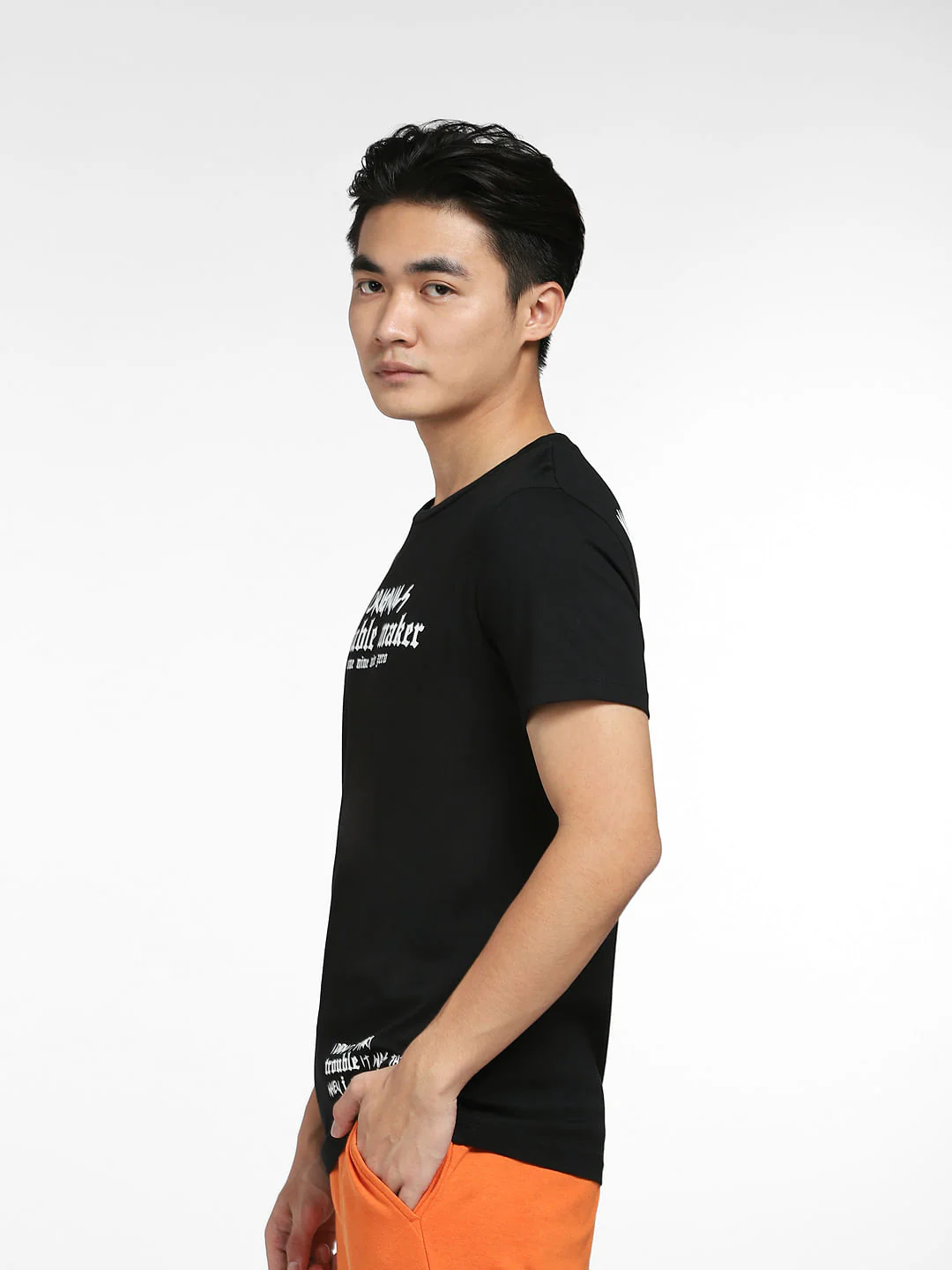 Black Typographic Print Crew Neck T-shirt - Image 3