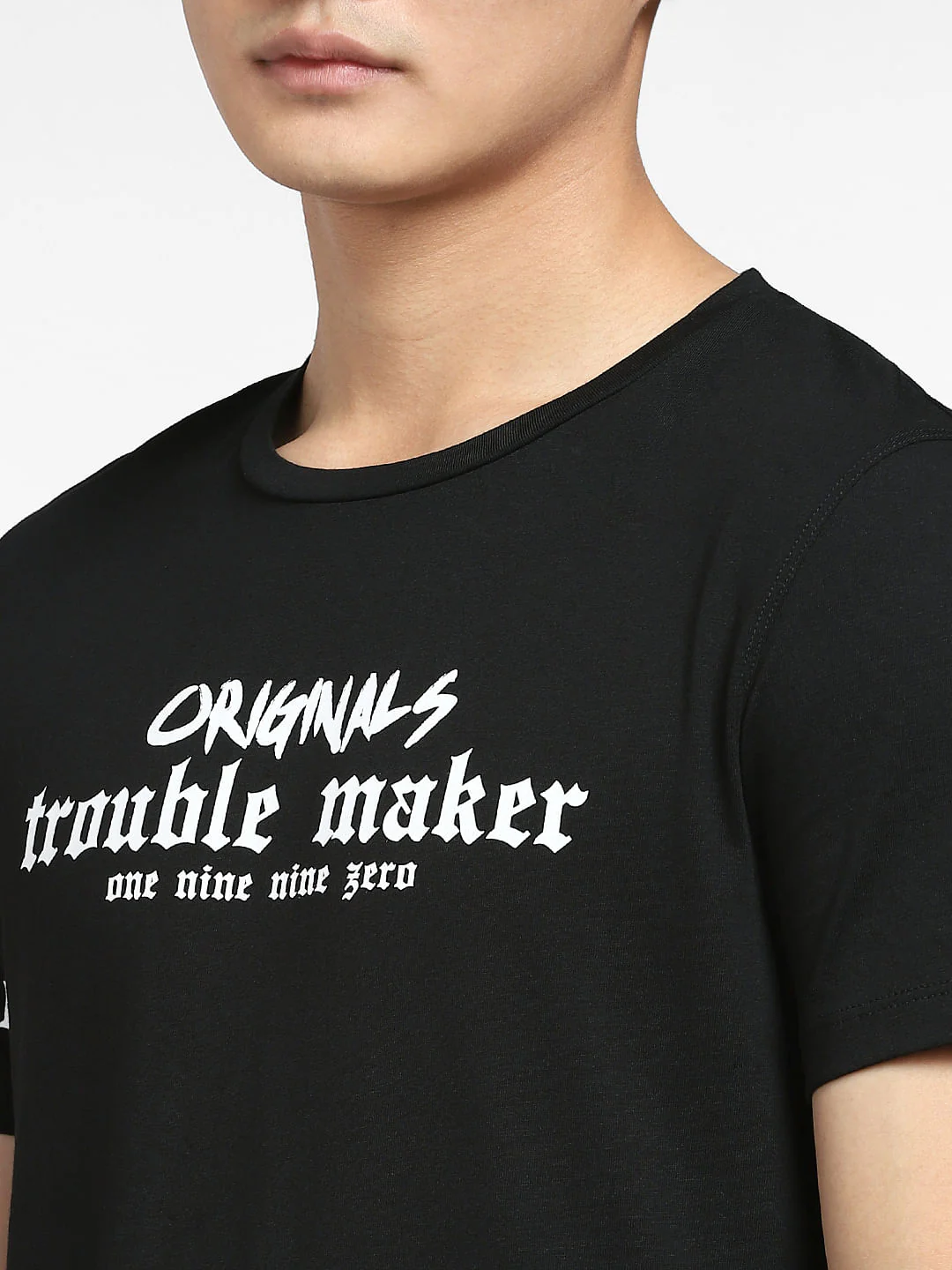 Black Typographic Print Crew Neck T-shirt - Image 5
