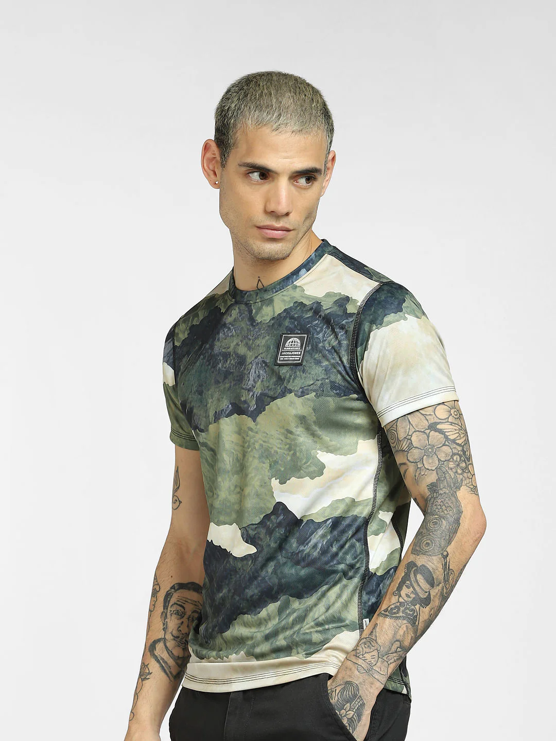 Green All Over Print Crew Neck T-shirt - Image 3