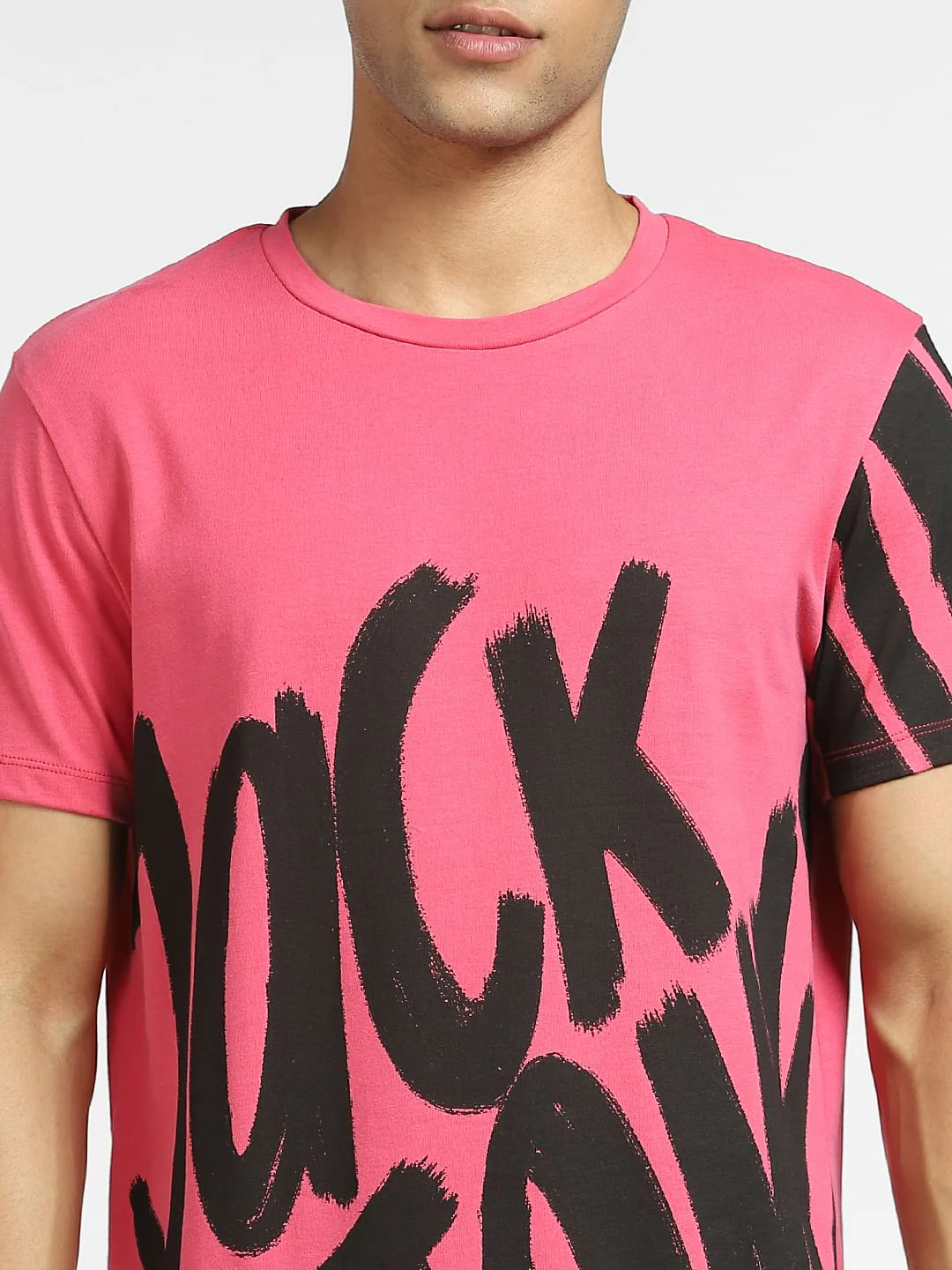 Pink Large Logo Print Crew Neck T-shirt - Image 5