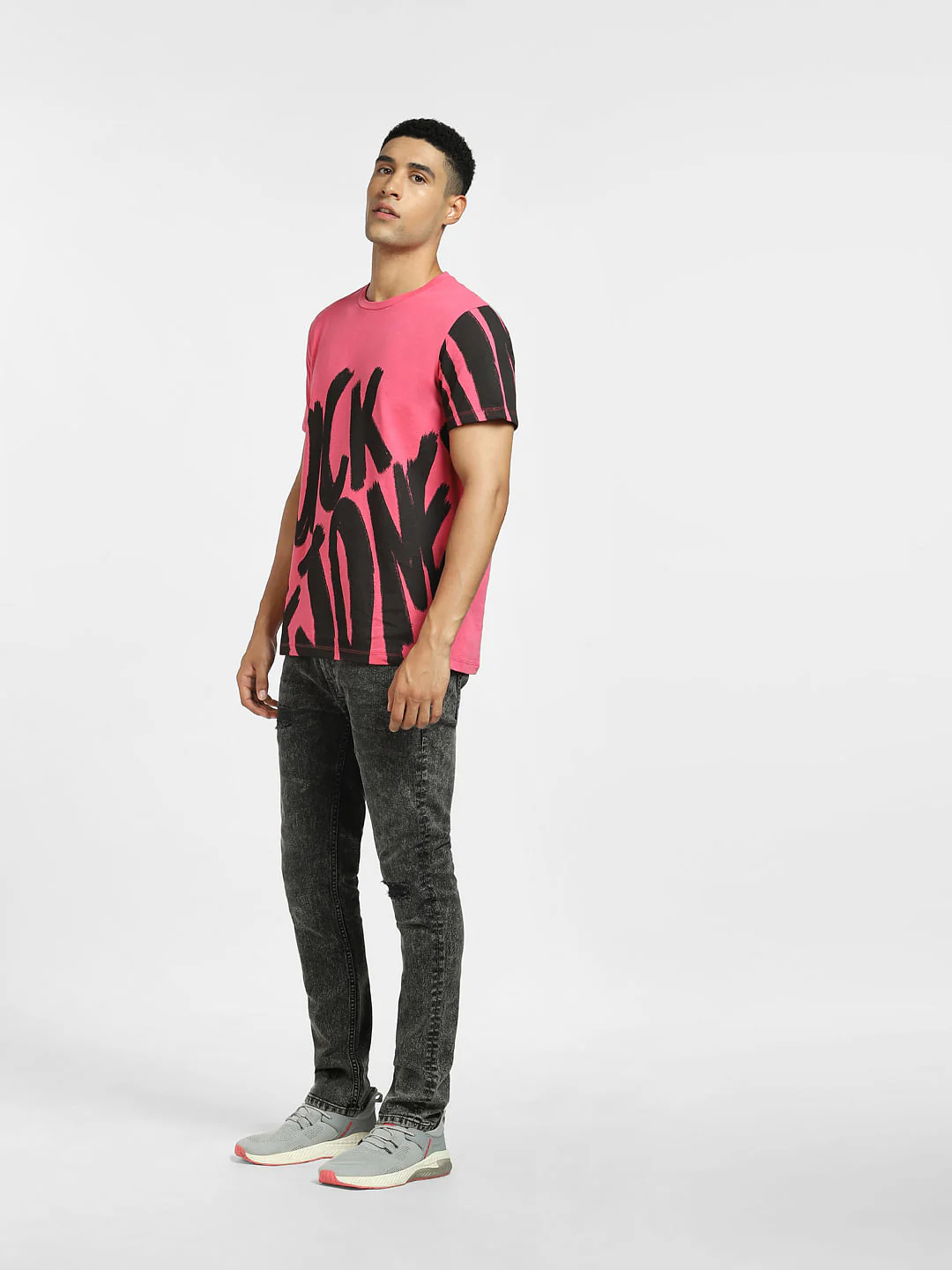 Pink Large Logo Print Crew Neck T-shirt - Image 6