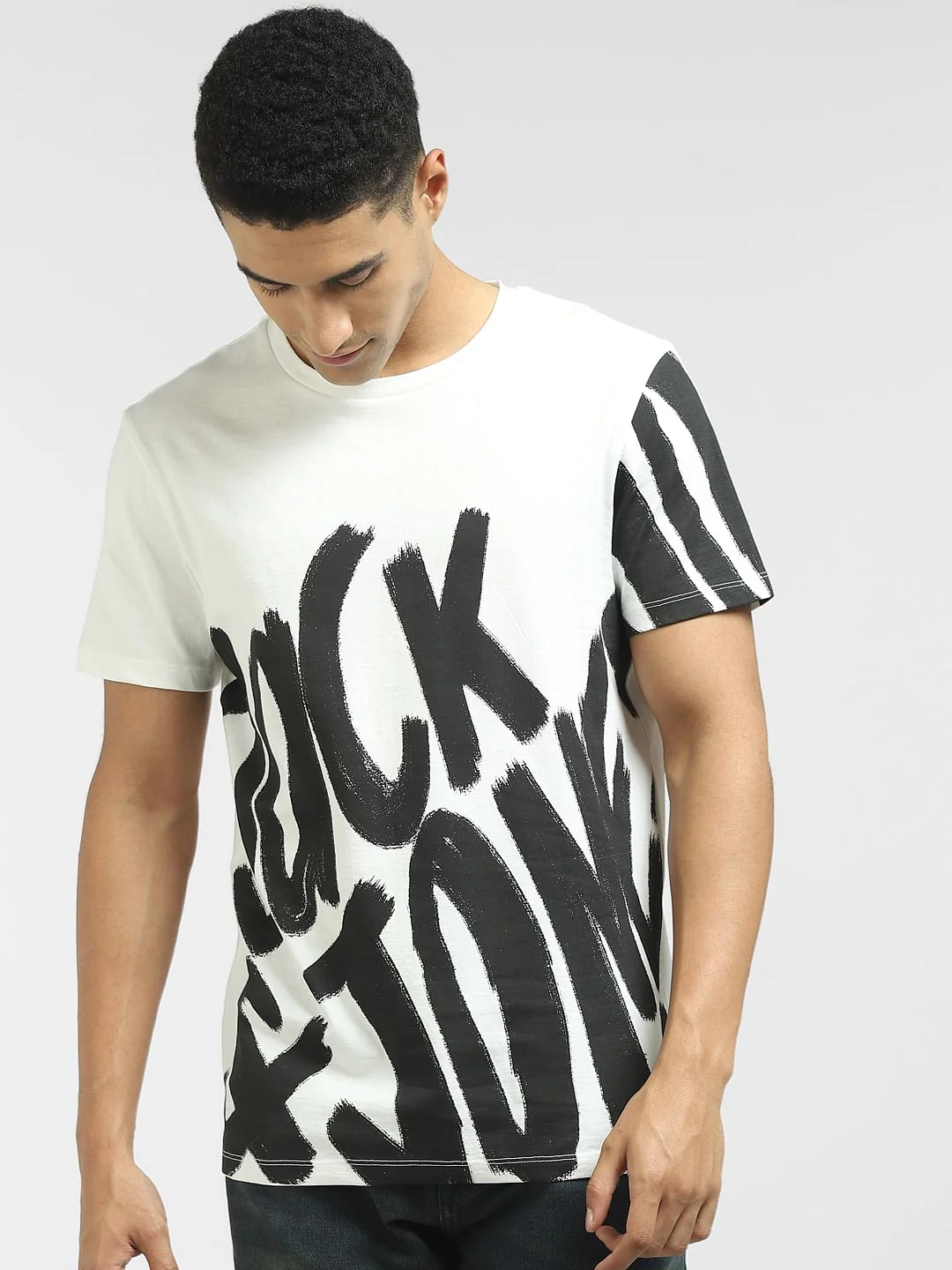 White Large Logo Print Crew Neck T-shirt - Image 2