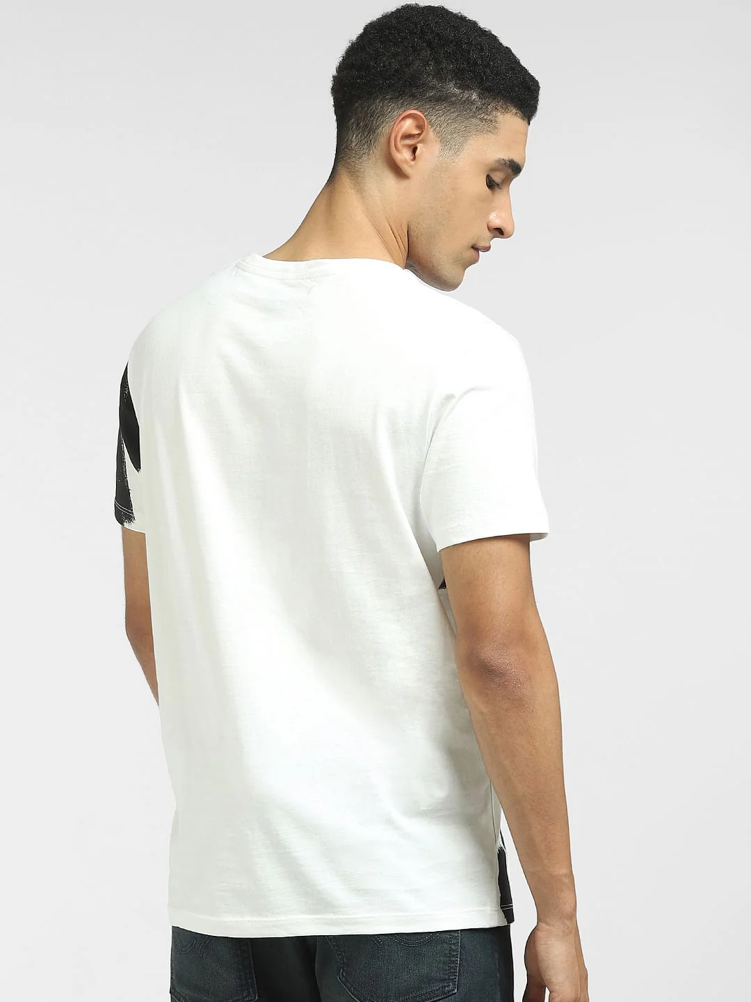 White Large Logo Print Crew Neck T-shirt - Image 4