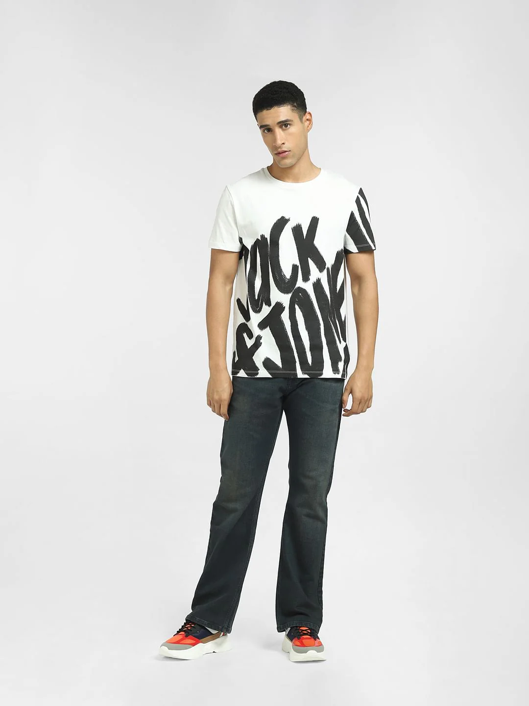 White Large Logo Print Crew Neck T-shirt - Image 6