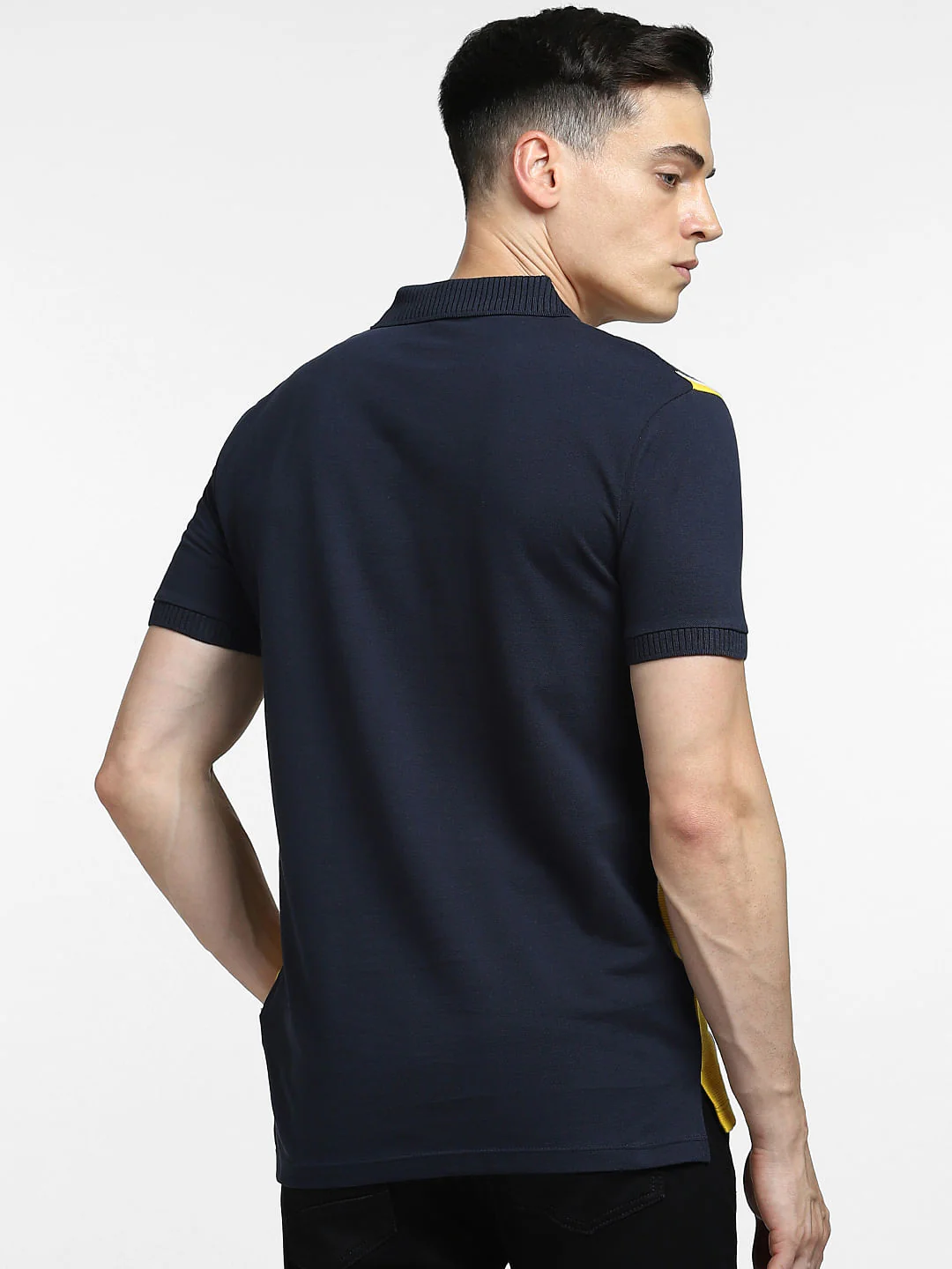 Yellow Striped Polo Neck T-shirt - Image 4