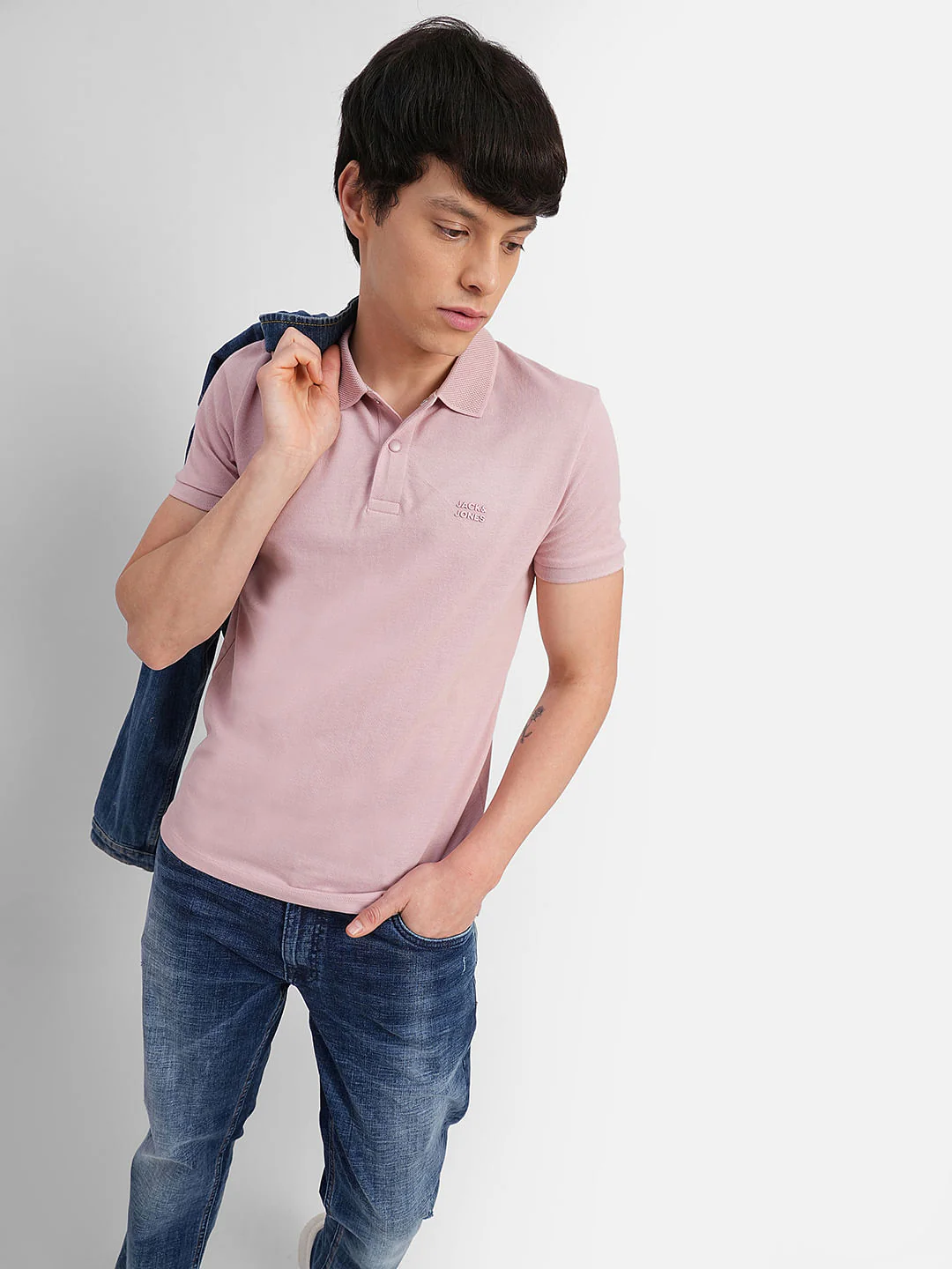 Pink Logo Print Polo T-shirt