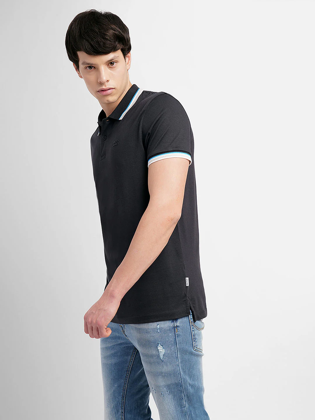 Black Polo Neck T-Shirt - Image 3