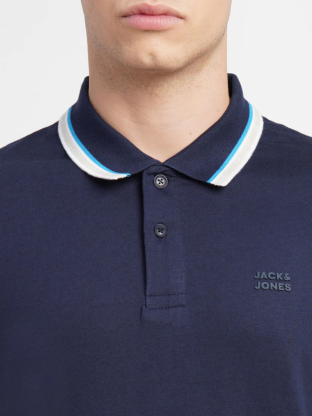 Navy Blue Polo Neck T-Shirt - Image 5