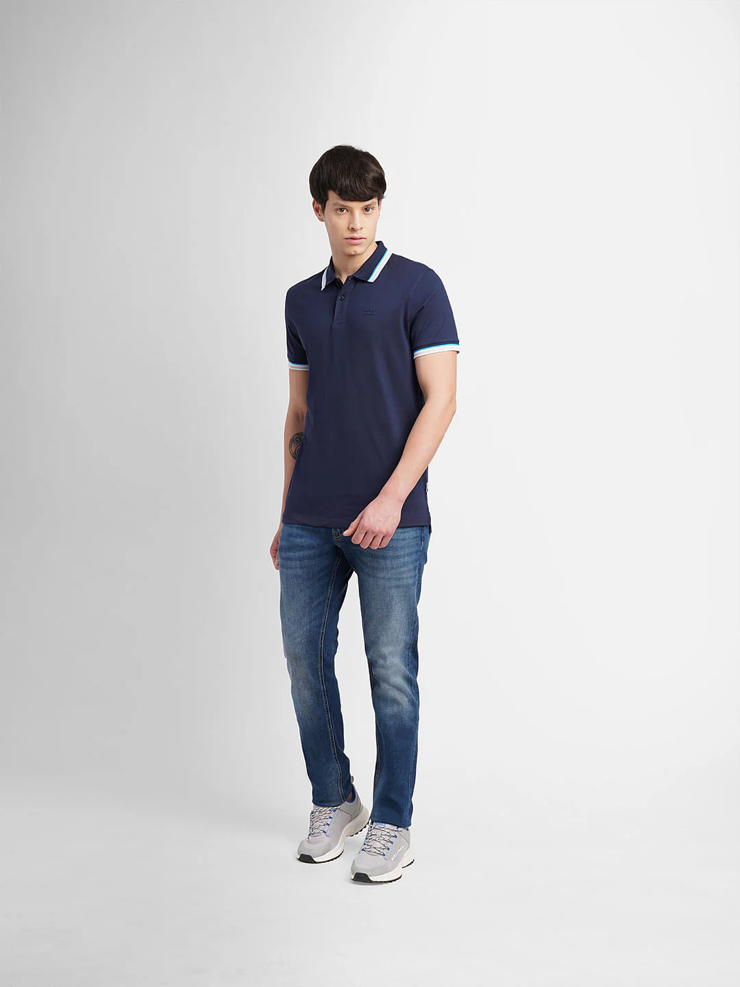 Navy Blue Polo Neck T-Shirt - Image 6