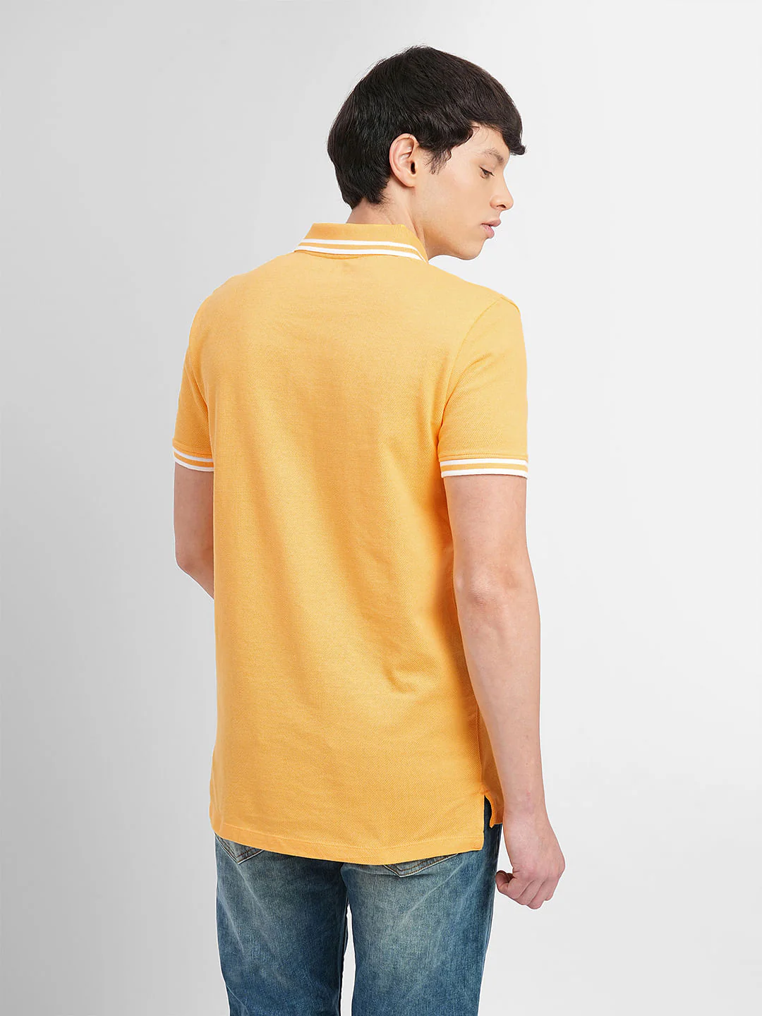 Yellow Contrast Tipping Polo T-shirt - Image 4