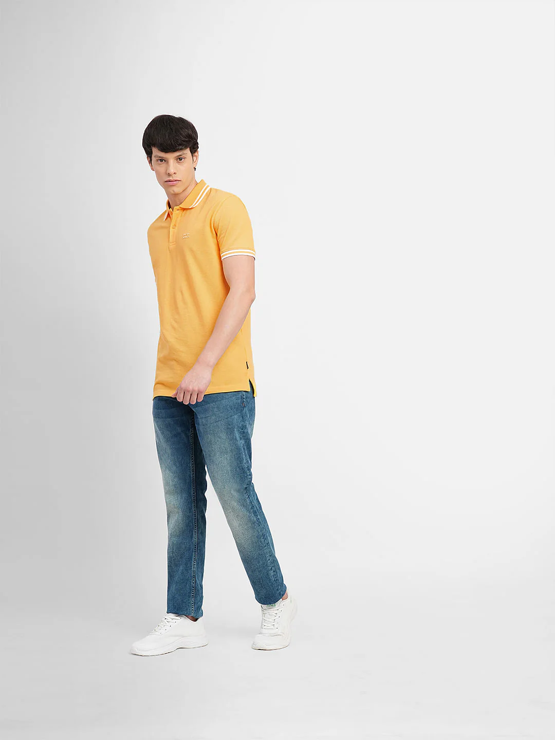 Yellow Contrast Tipping Polo T-shirt - Image 6