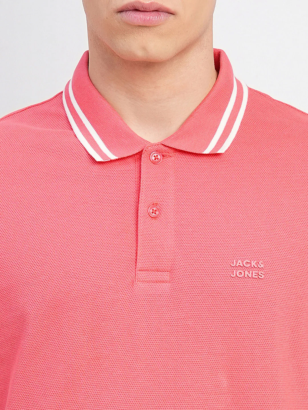Coral Contrast Tipping Polo T-shirt - Image 5
