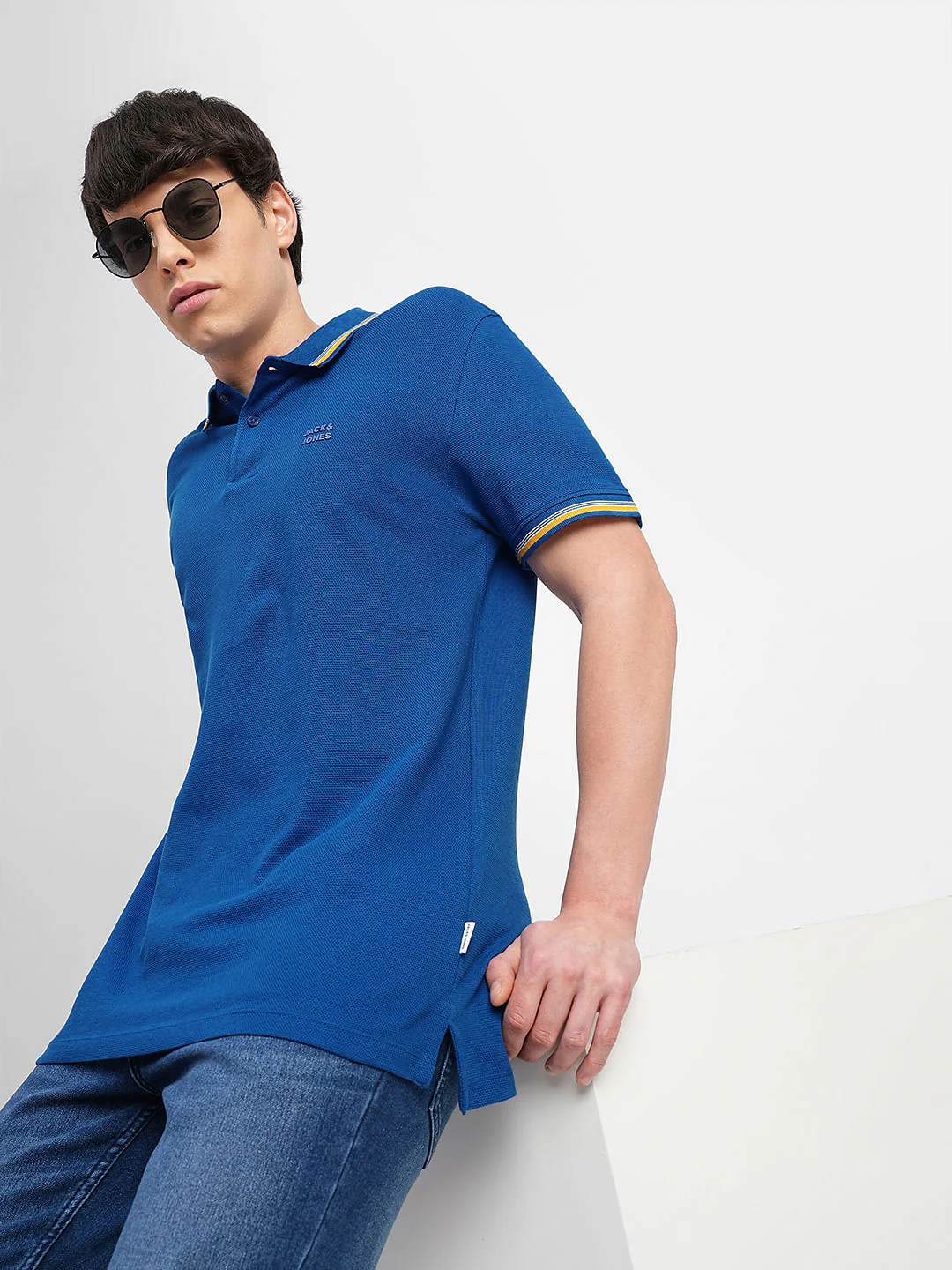 Dark Blue Contrast Tipping Polo T-shirt
