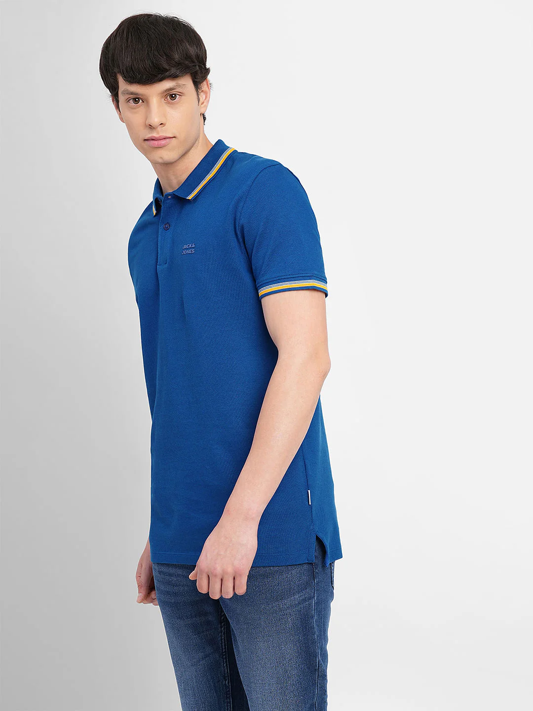 Dark Blue Contrast Tipping Polo T-shirt - Image 3