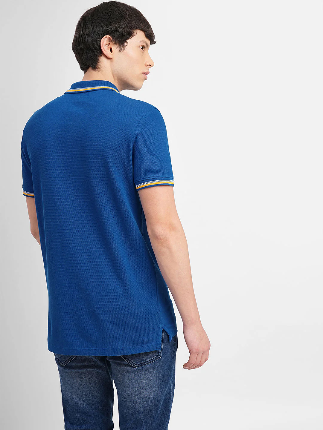 Dark Blue Contrast Tipping Polo T-shirt - Image 4