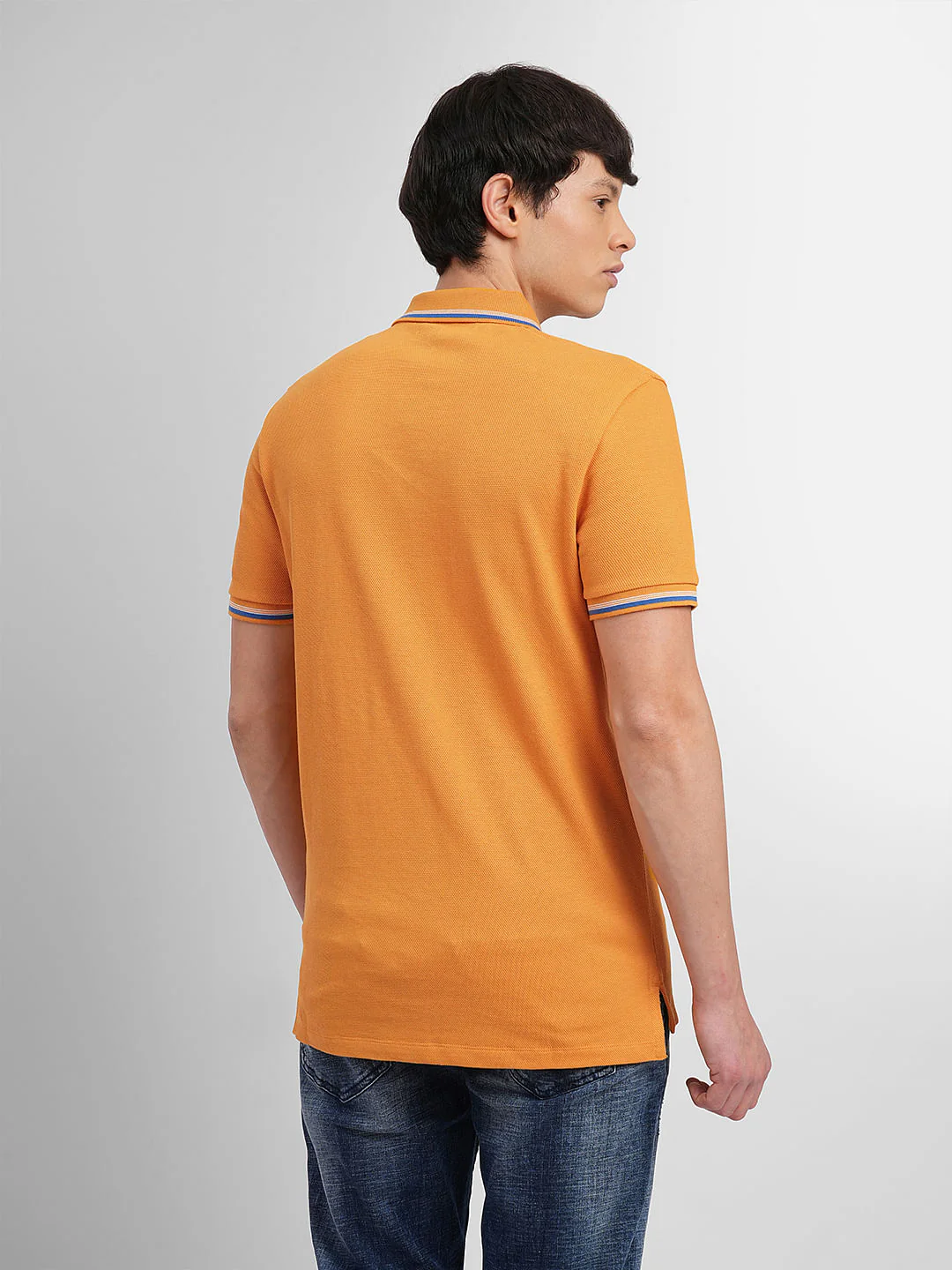 Orange Contrast Tipping Polo T-shirt - Image 4