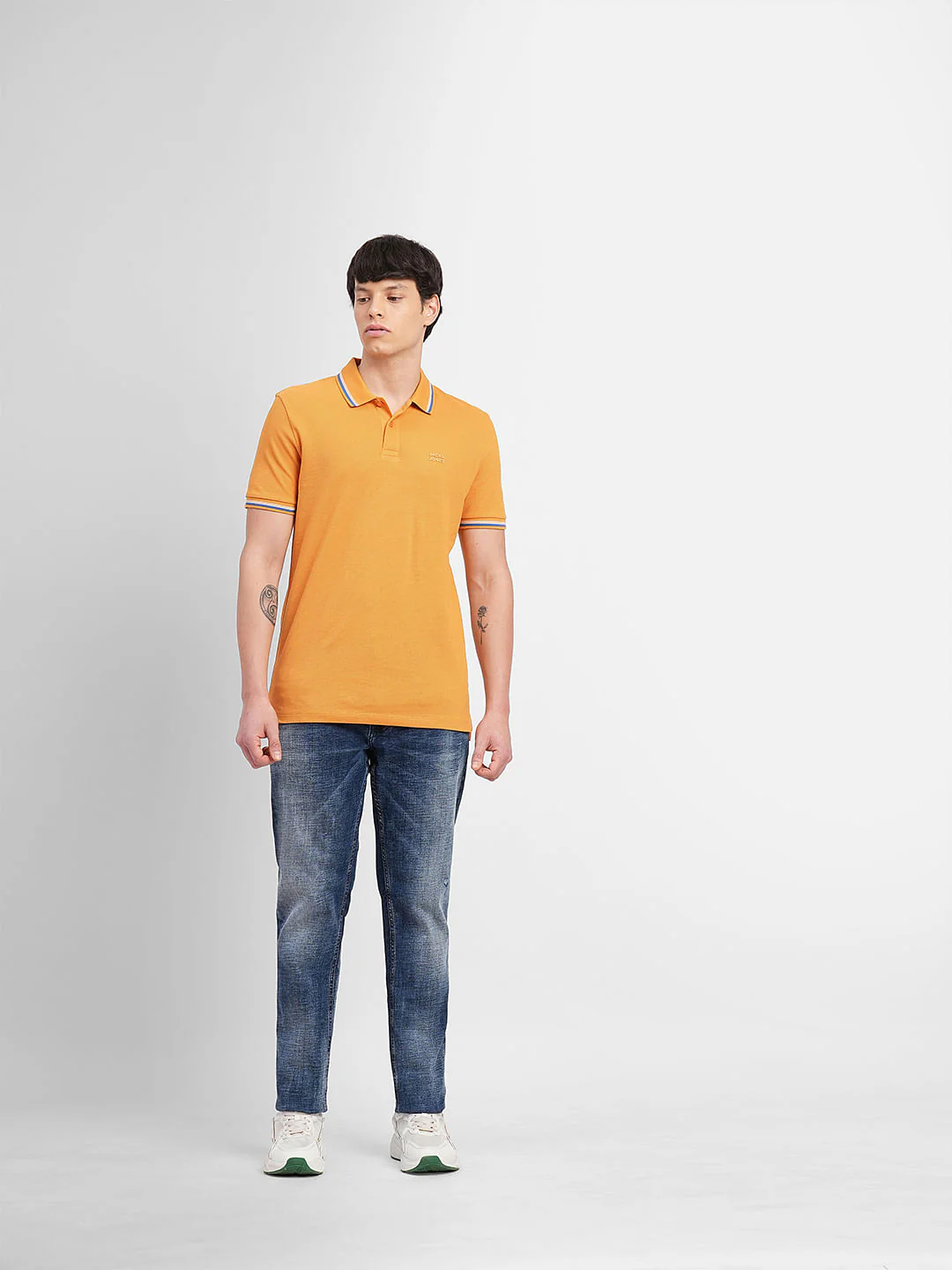 Orange Contrast Tipping Polo T-shirt - Image 6