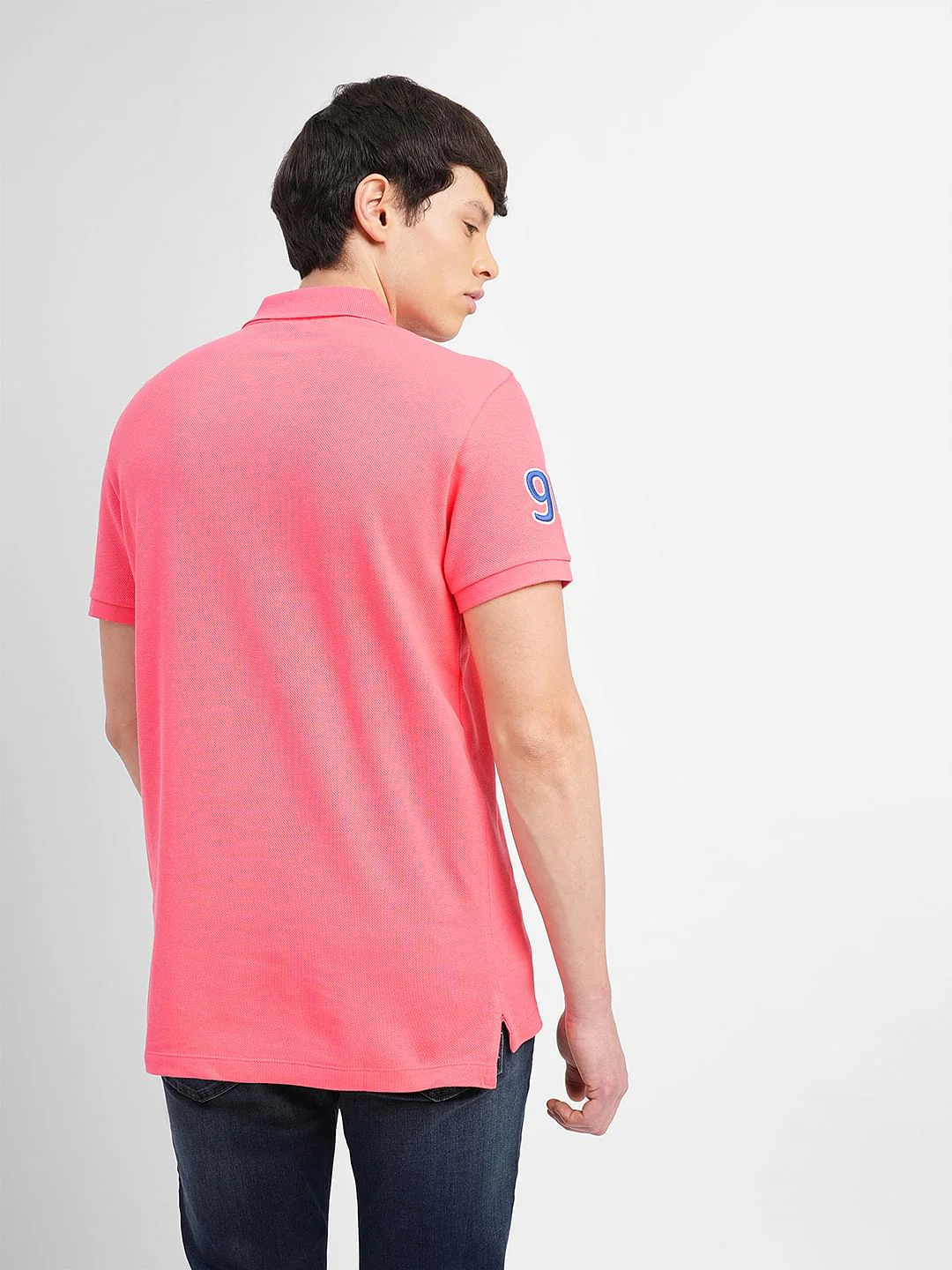 Pink Embroidered Print Polo T-shirt - Image 4
