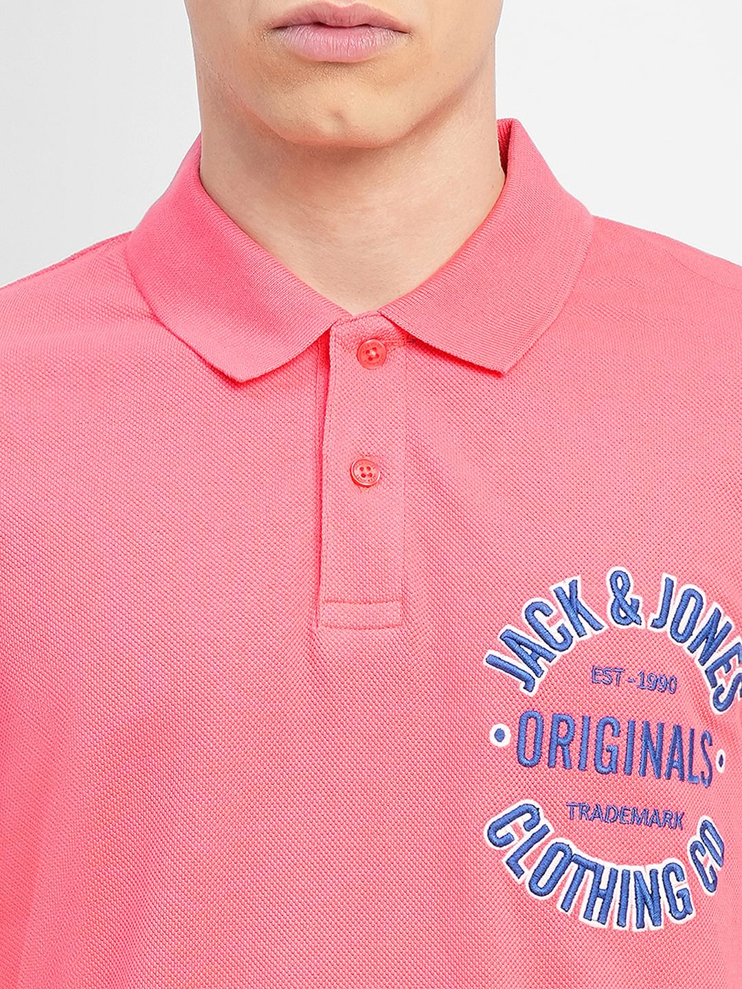 Pink Embroidered Print Polo T-shirt - Image 5