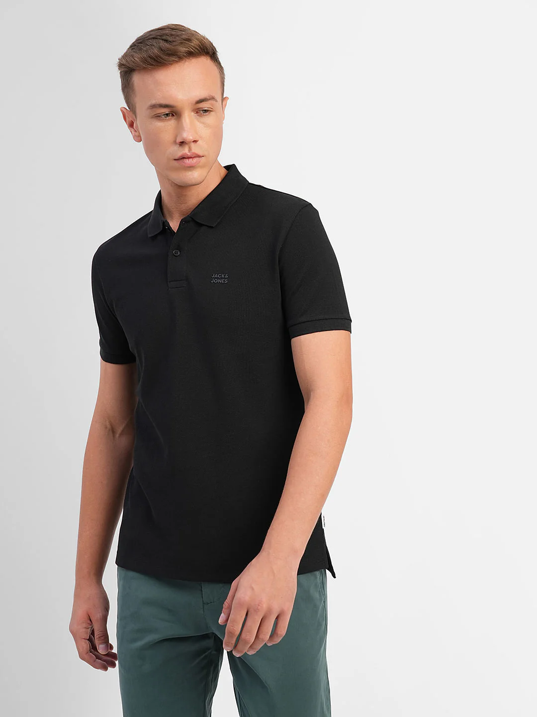 Black Polo Neck T-shirt - Image 2