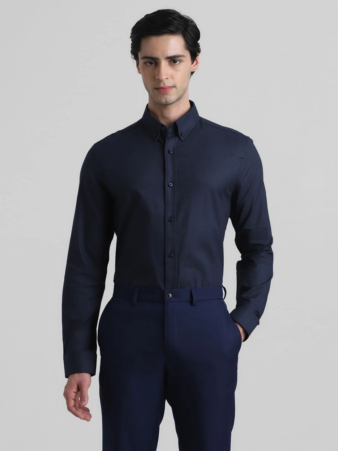 Navy Blue Formal Full Sleeves Shirt - Image 2