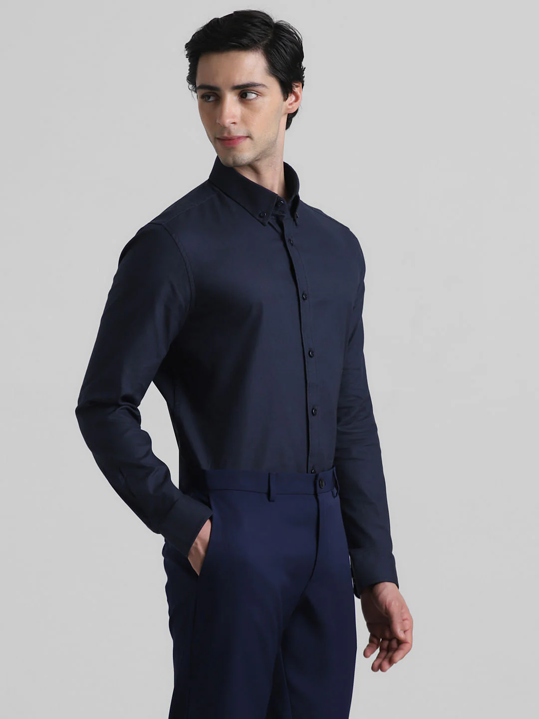 Navy Blue Formal Full Sleeves Shirt - Image 3