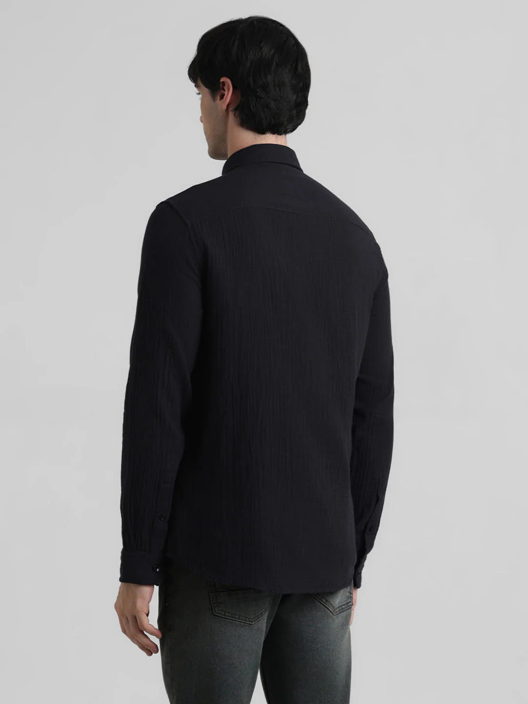Black Crinkle Weave Shirt - Image 4