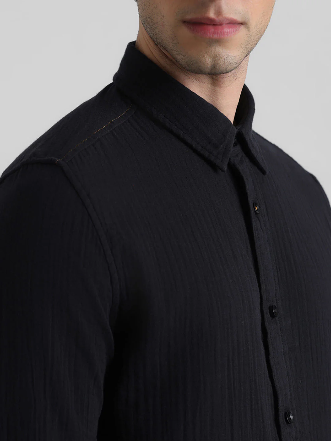 Black Crinkle Weave Shirt - Image 5