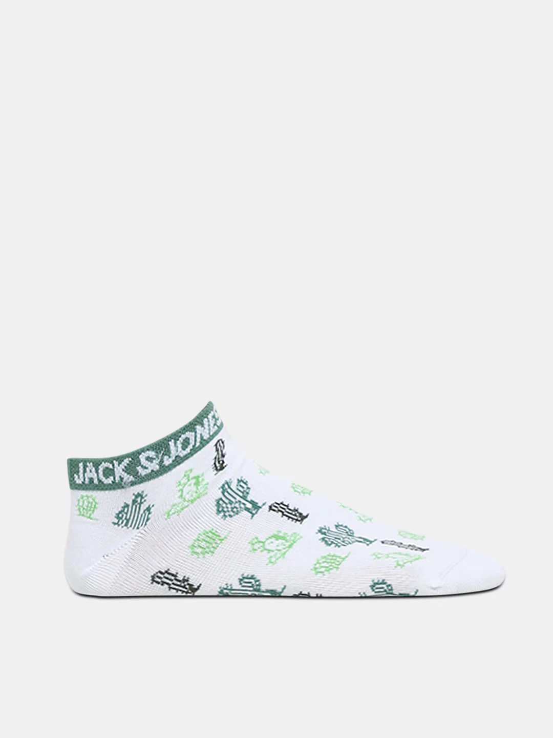 White Cactus Print Ankle-Length Socks - Image 3