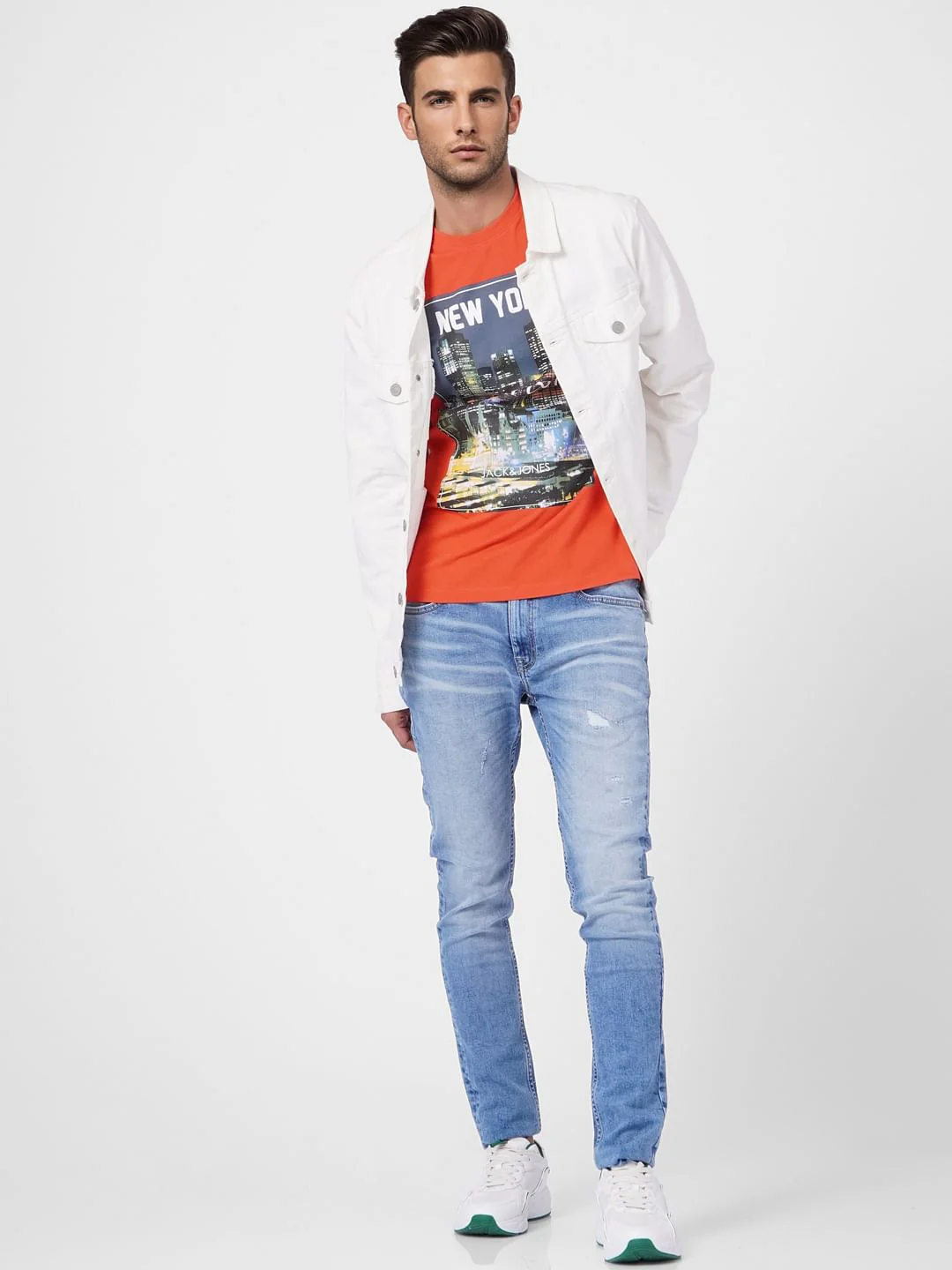 Orange Graphic Crew Neck T-shirt