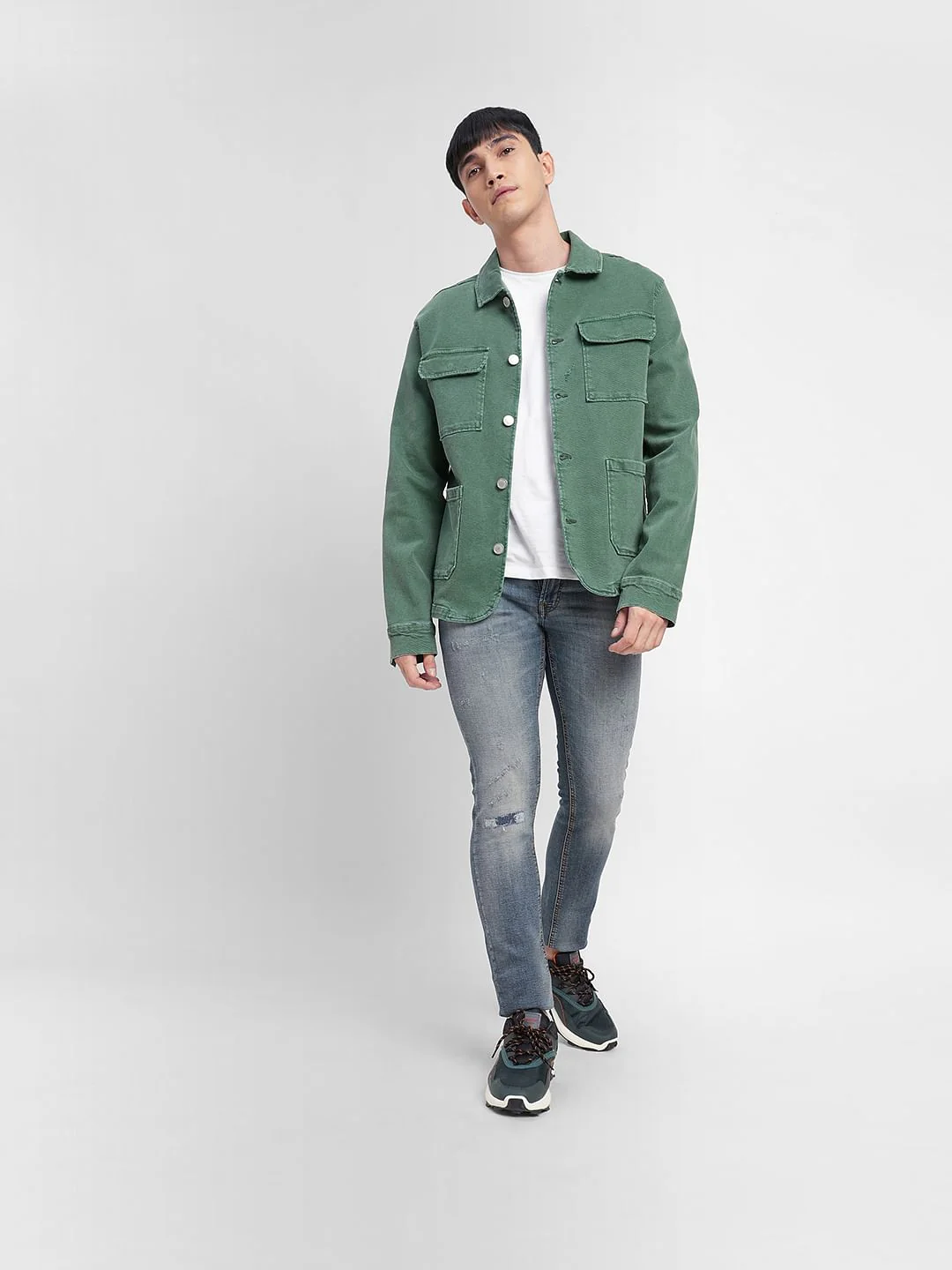 Blue Low Rise Distressed Ben Skinny Jeans