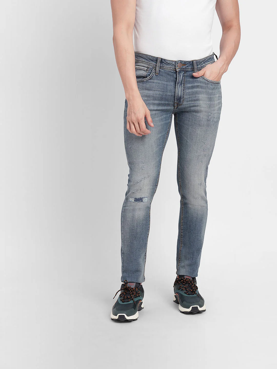 Blue Low Rise Distressed Ben Skinny Jeans - Image 2