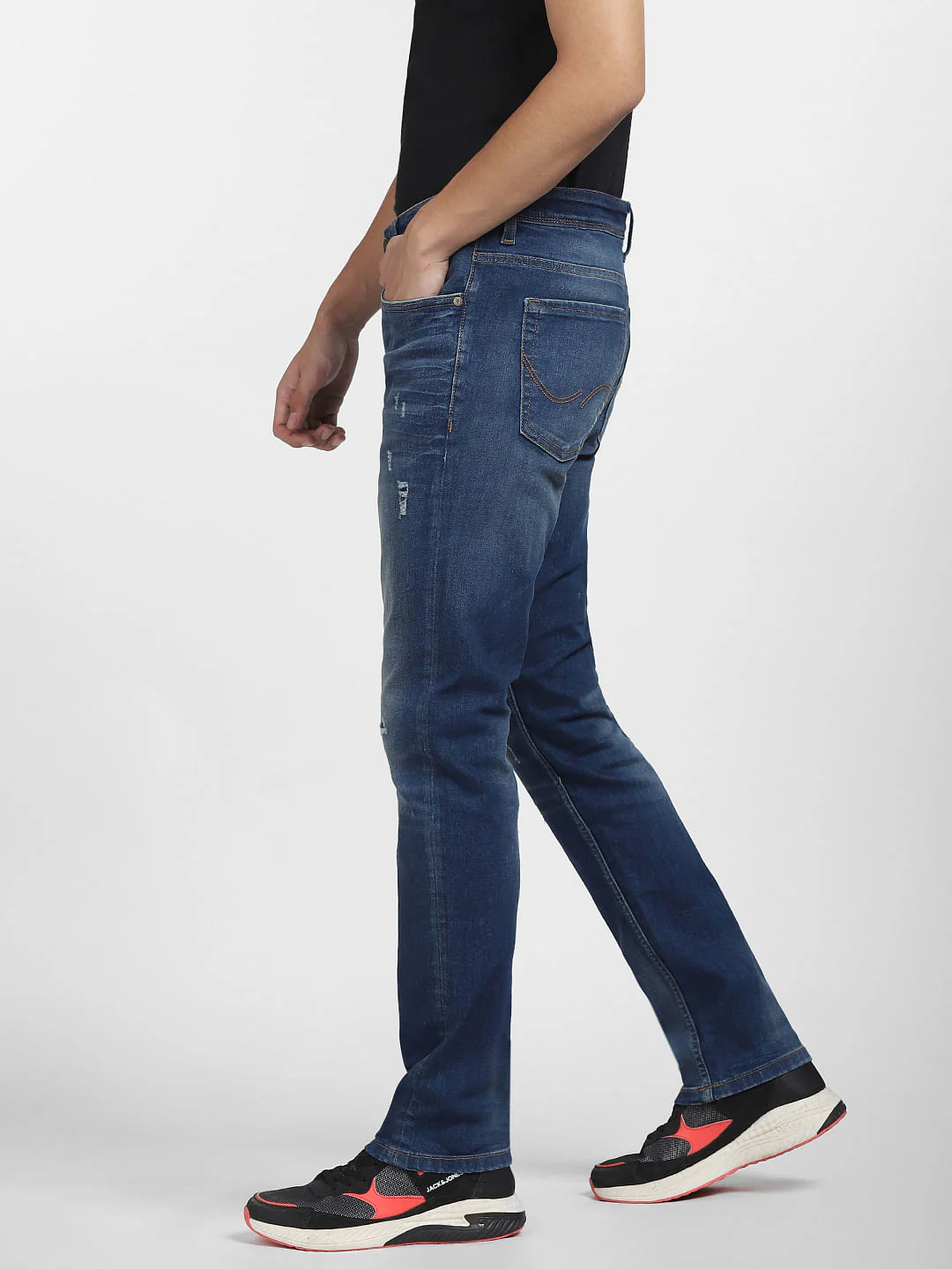Blue Low Rise Distressed Glenn Slim Fit Jeans - Image 3
