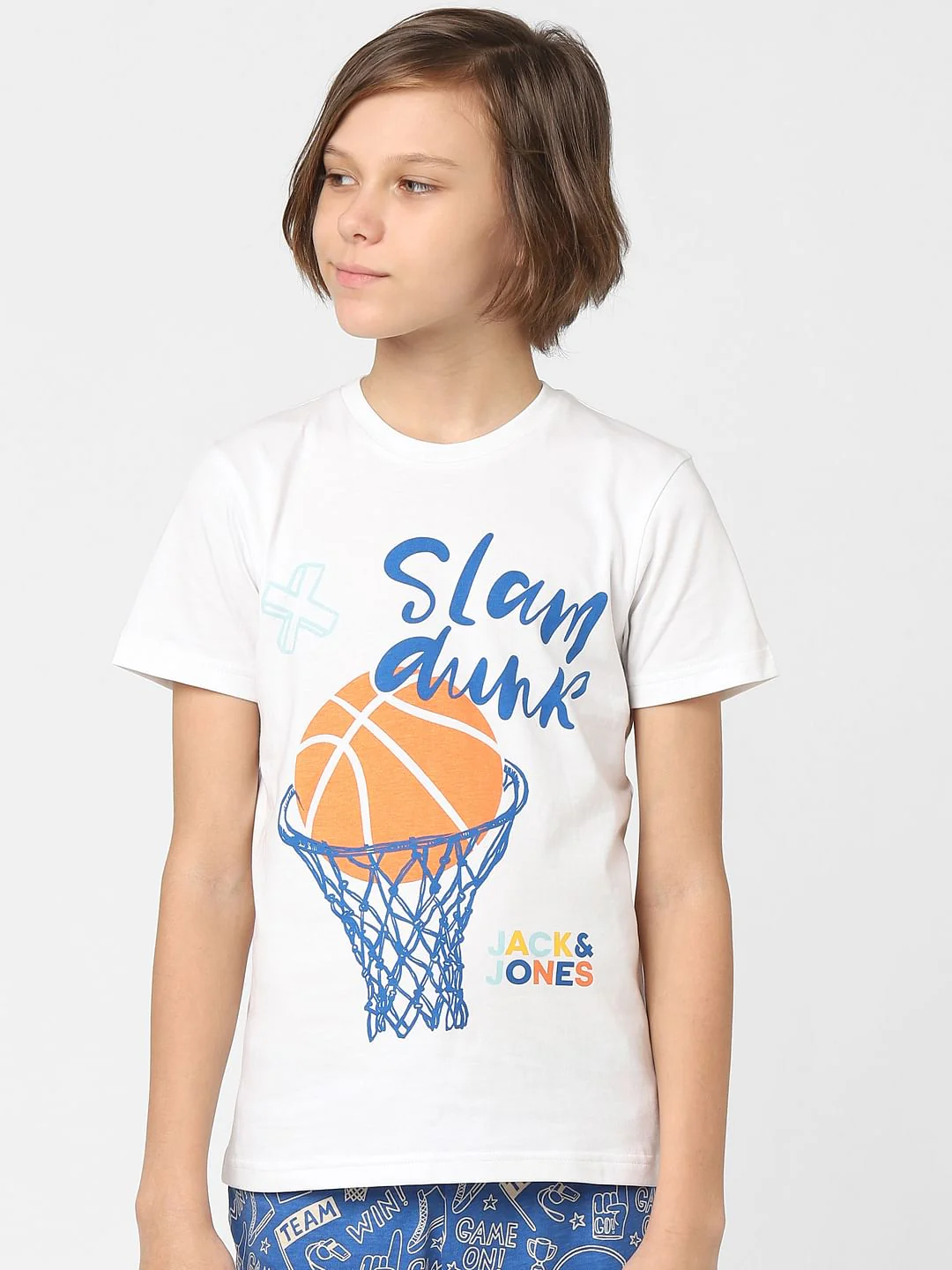 BOYS White & Blue T-shirt & Shorts Sleepwear Set - Image 2