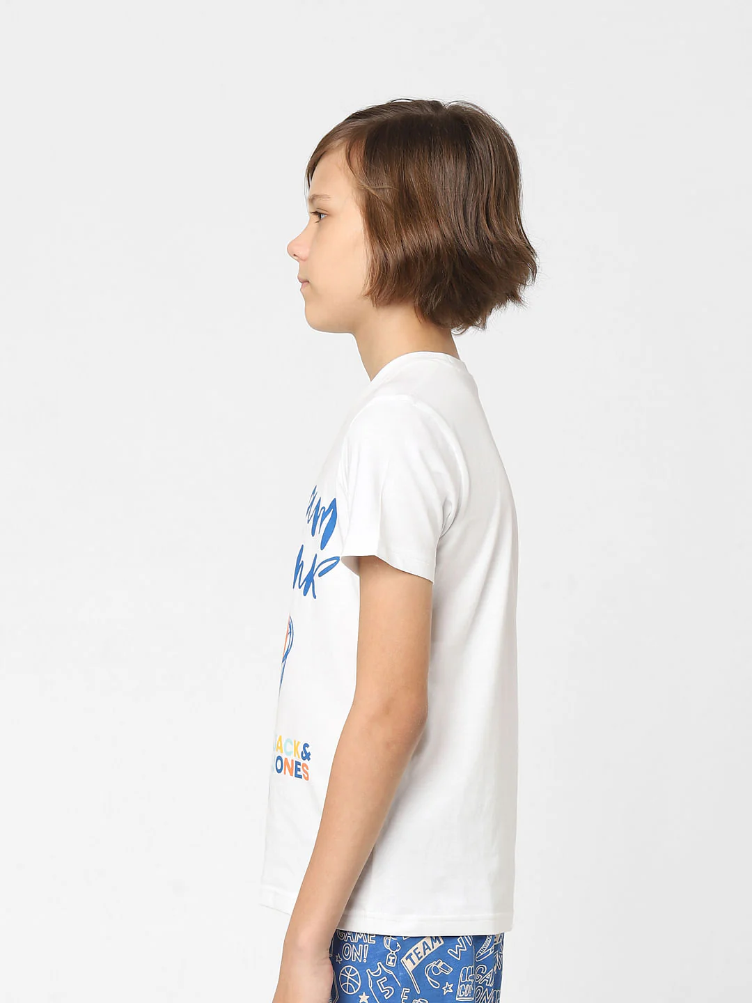 BOYS White & Blue T-shirt & Shorts Sleepwear Set - Image 3