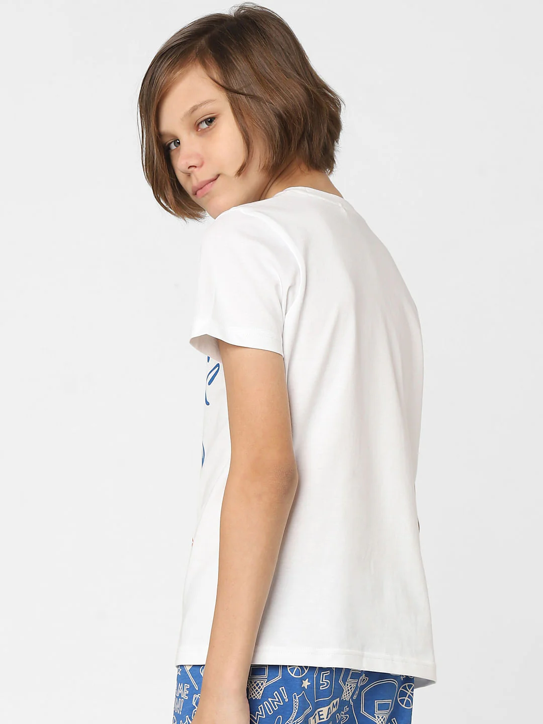 BOYS White & Blue T-shirt & Shorts Sleepwear Set - Image 4