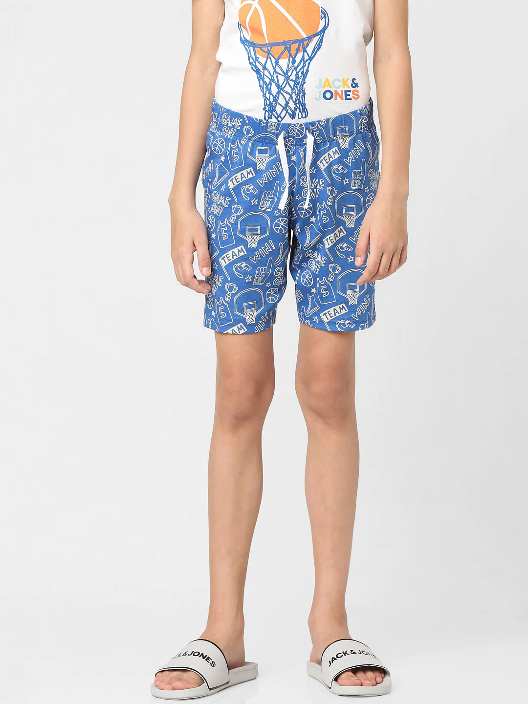 BOYS White & Blue T-shirt & Shorts Sleepwear Set - Image 7