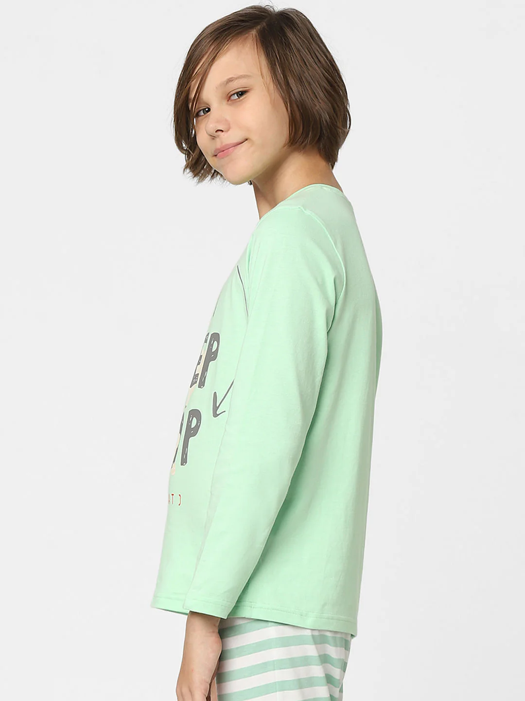Boys Green Printed T-shirts & Pyjama Night Suit Set - Image 3